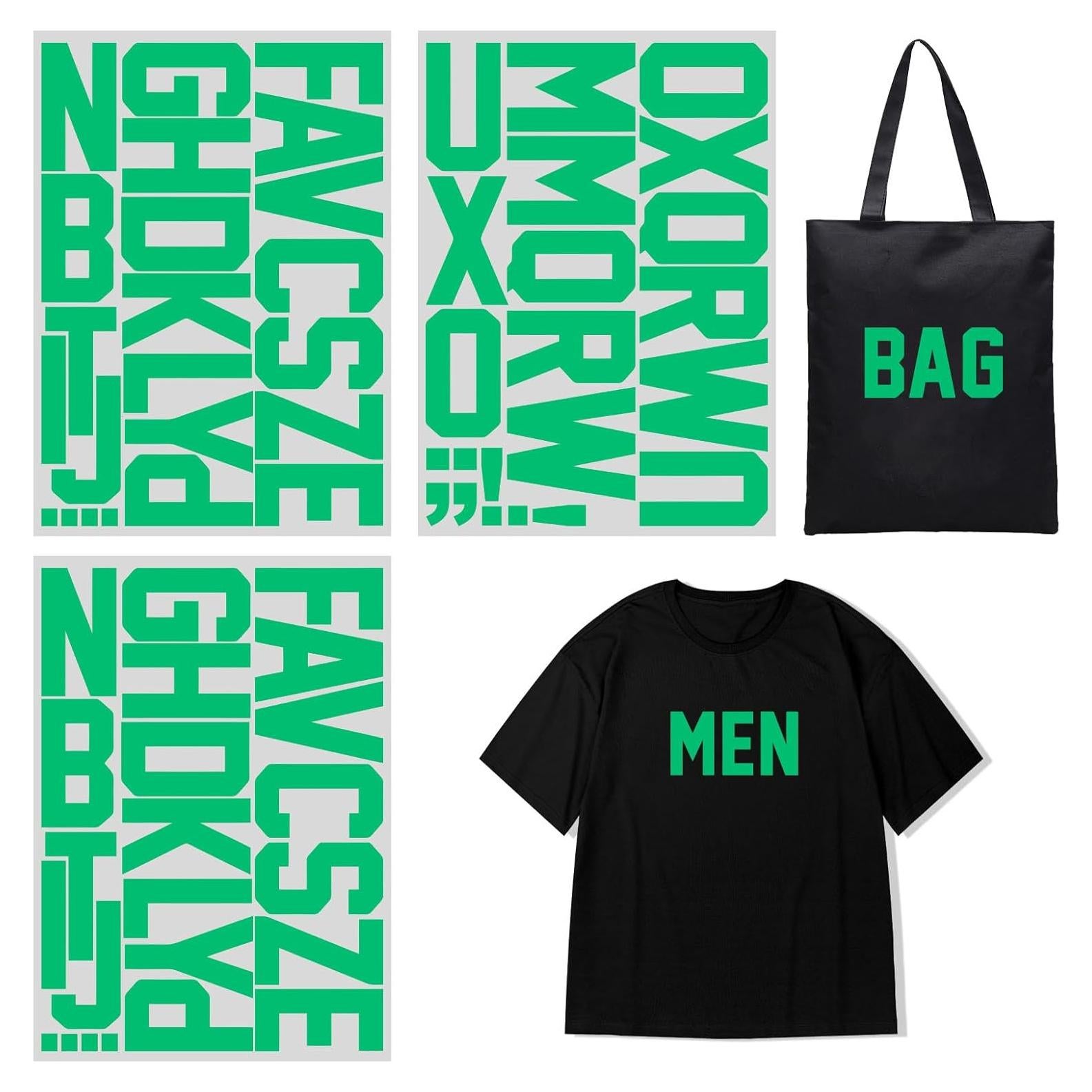 Letras de Transferencia de Calor Yiootop 3 Pulgadas Verde