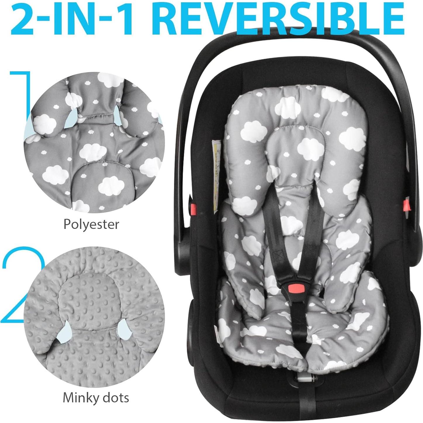 Cojín Inserto Reversible para Asiento de Auto Bebé Boryokun Gris