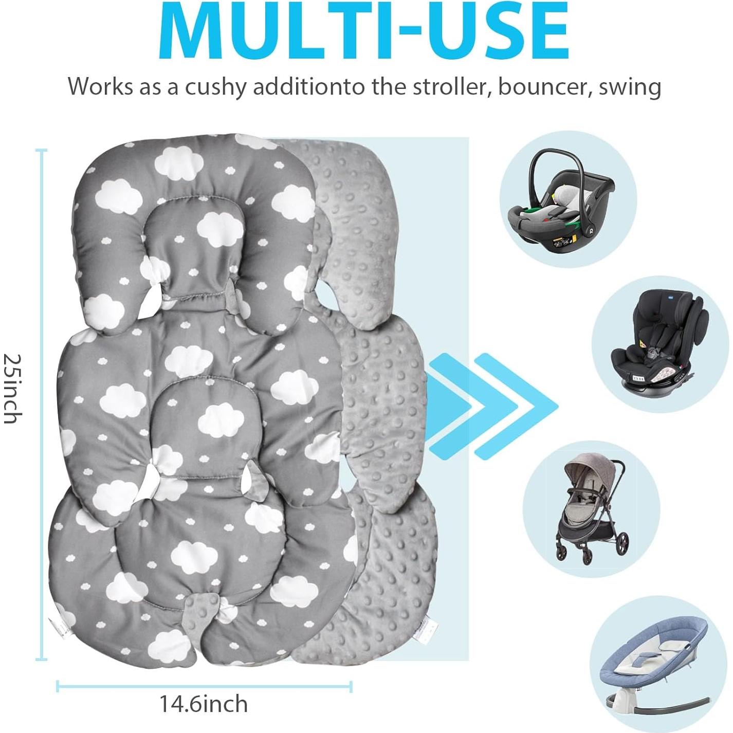 Cojín Inserto Reversible para Asiento de Auto Bebé Boryokun Gris