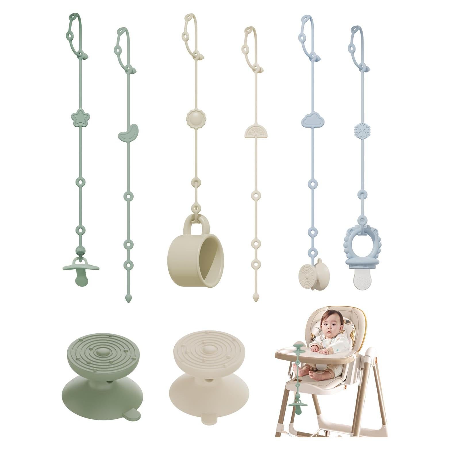 6 Correas de Silicona para Juguetes Bebés con Ventosas