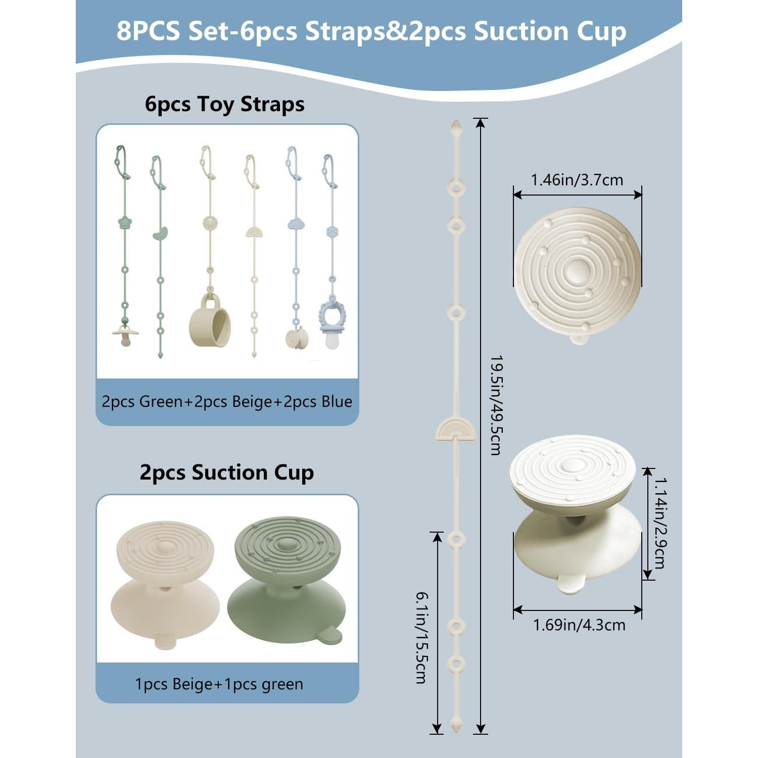 6 Correas de Silicona para Juguetes Bebés con Ventosas