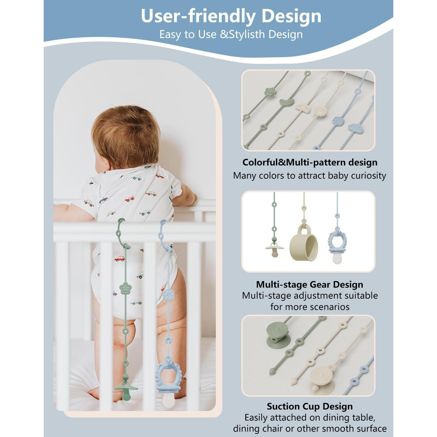 6 Correas de Silicona para Juguetes Bebés con Ventosas