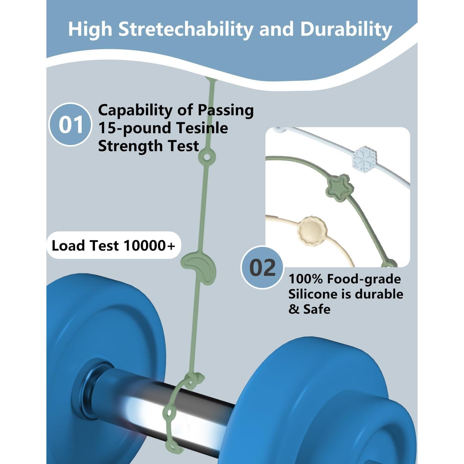 6 Correas de Silicona para Juguetes Bebés con Ventosas
