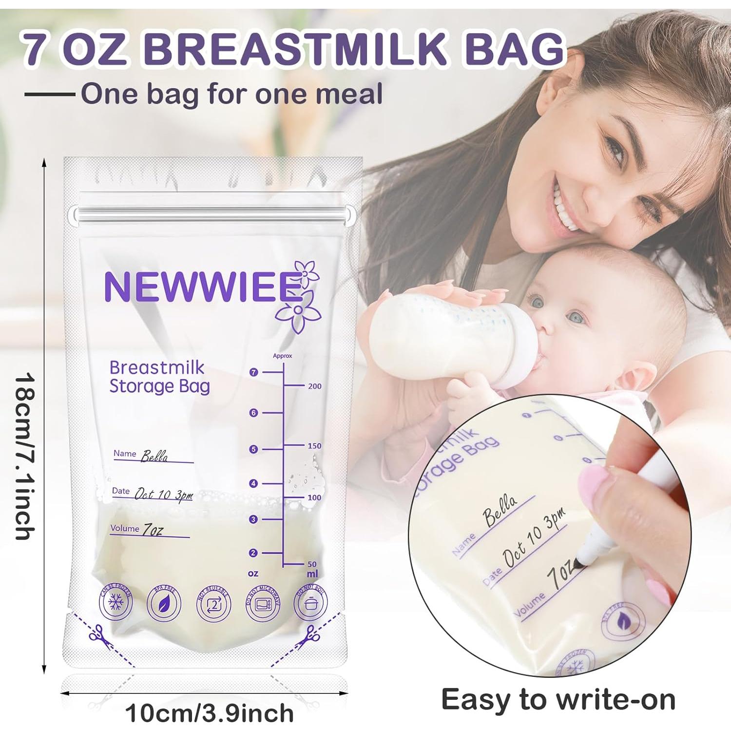 Bolsas de Almacenamiento de Leche Materna Newwiee 300 piezas 240 ml Morado