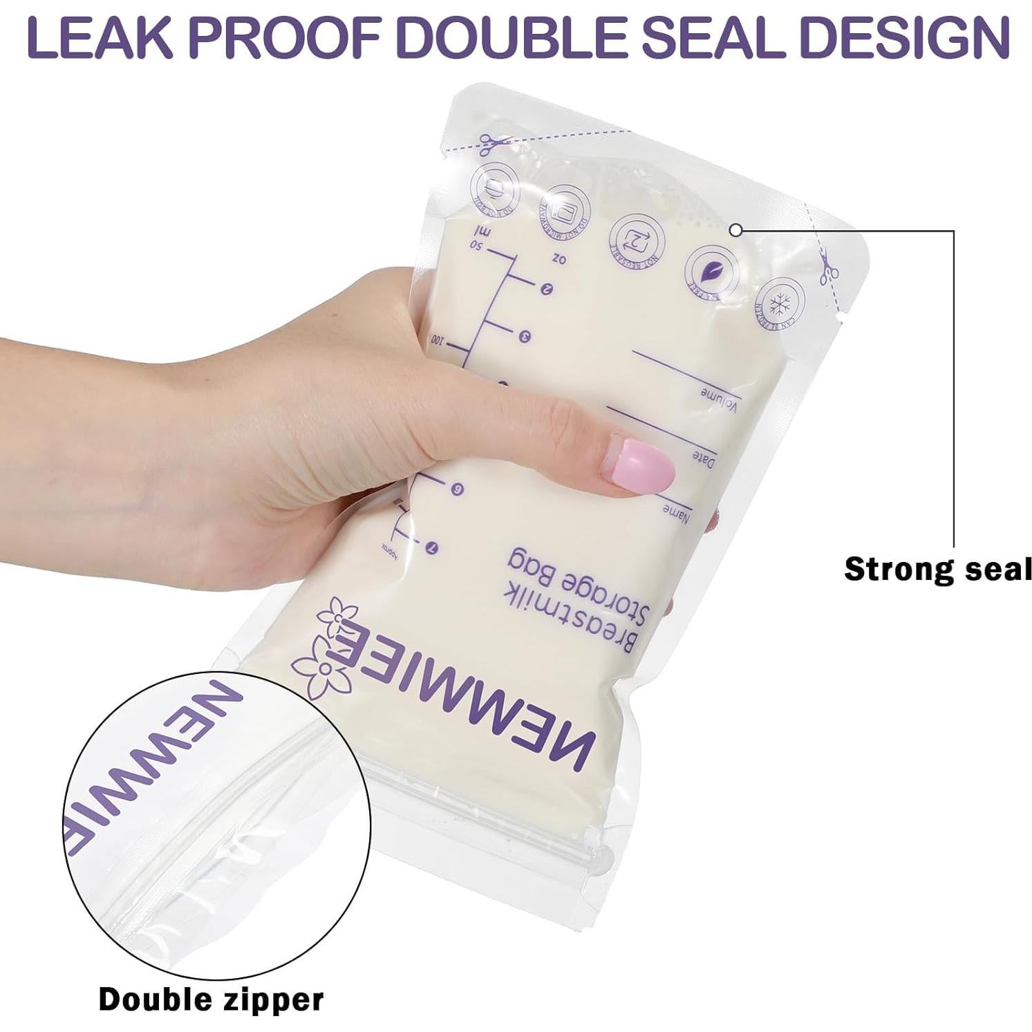 Bolsas de Almacenamiento de Leche Materna Newwiee 300 piezas 240 ml Morado