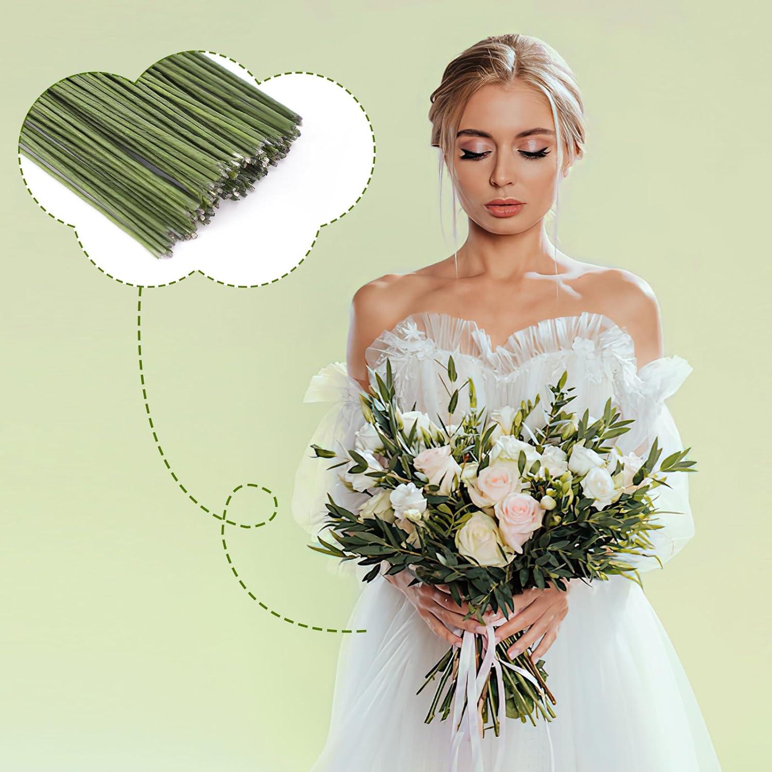 Paquete de 100 Alambres Florales Prudiut Verde 36 cm 1.2 mm