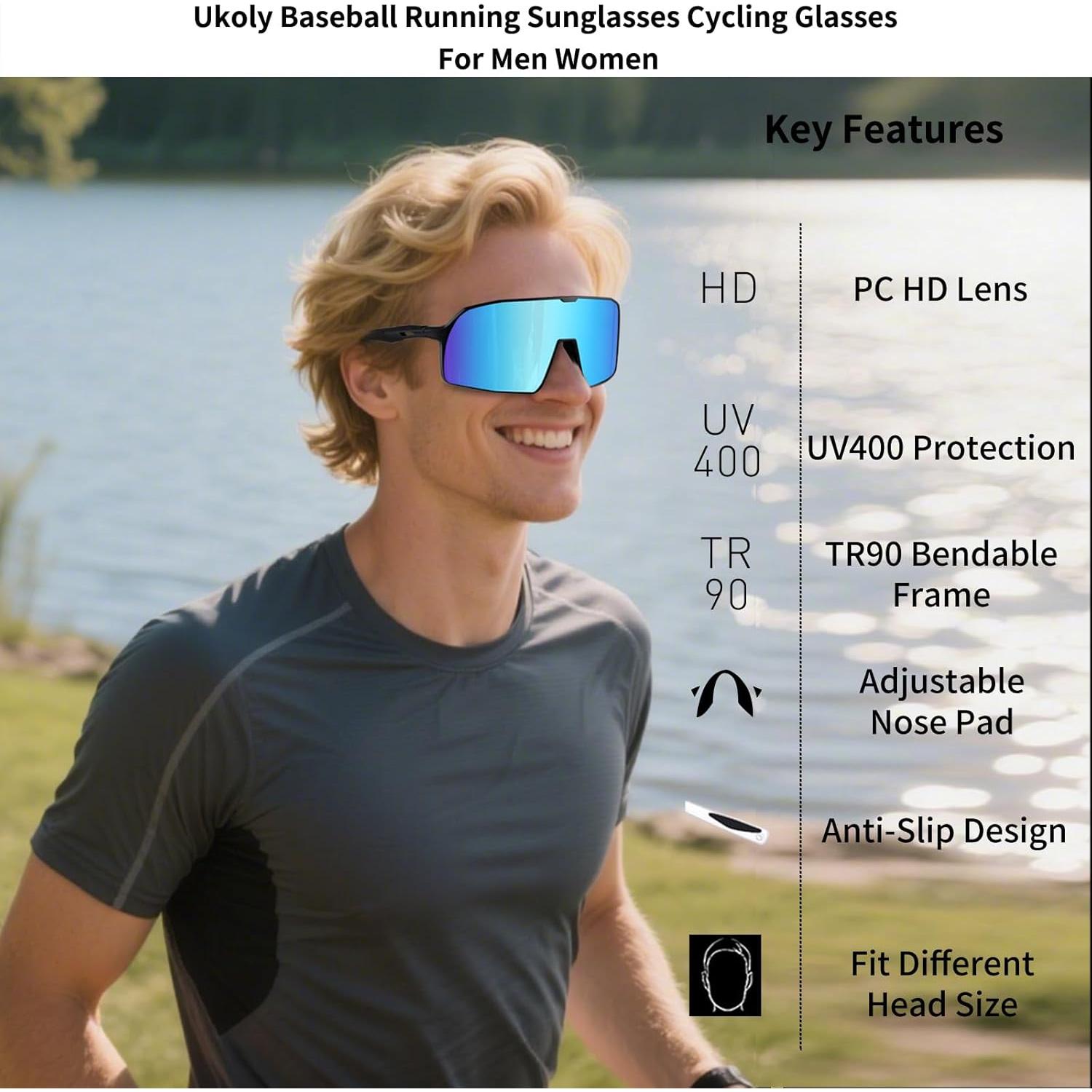 Gafas de sol deportivas Ukoly HD UV400 para hombres y mujeres