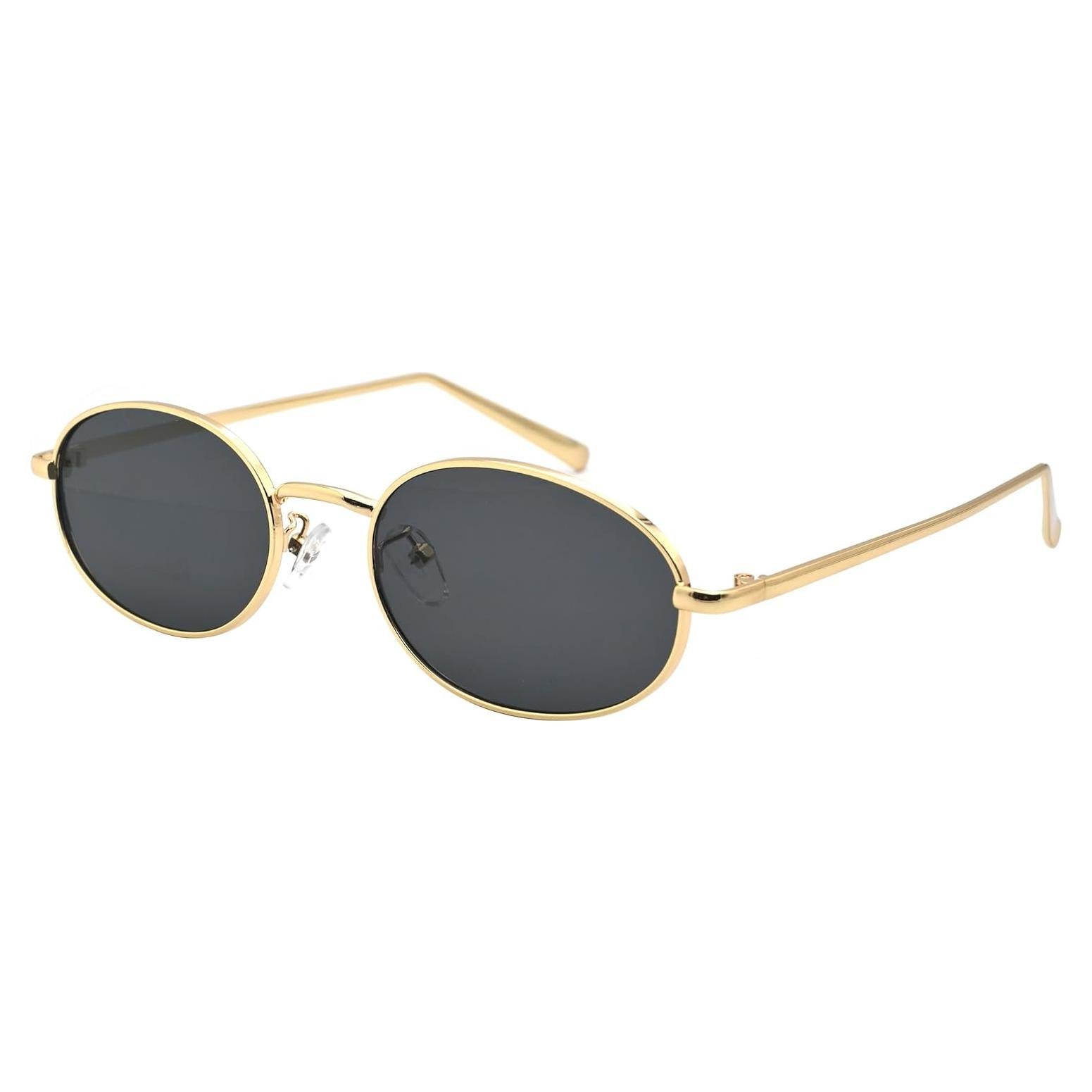 Gafas de sol ovaladas retro unisex doradas HD UV400