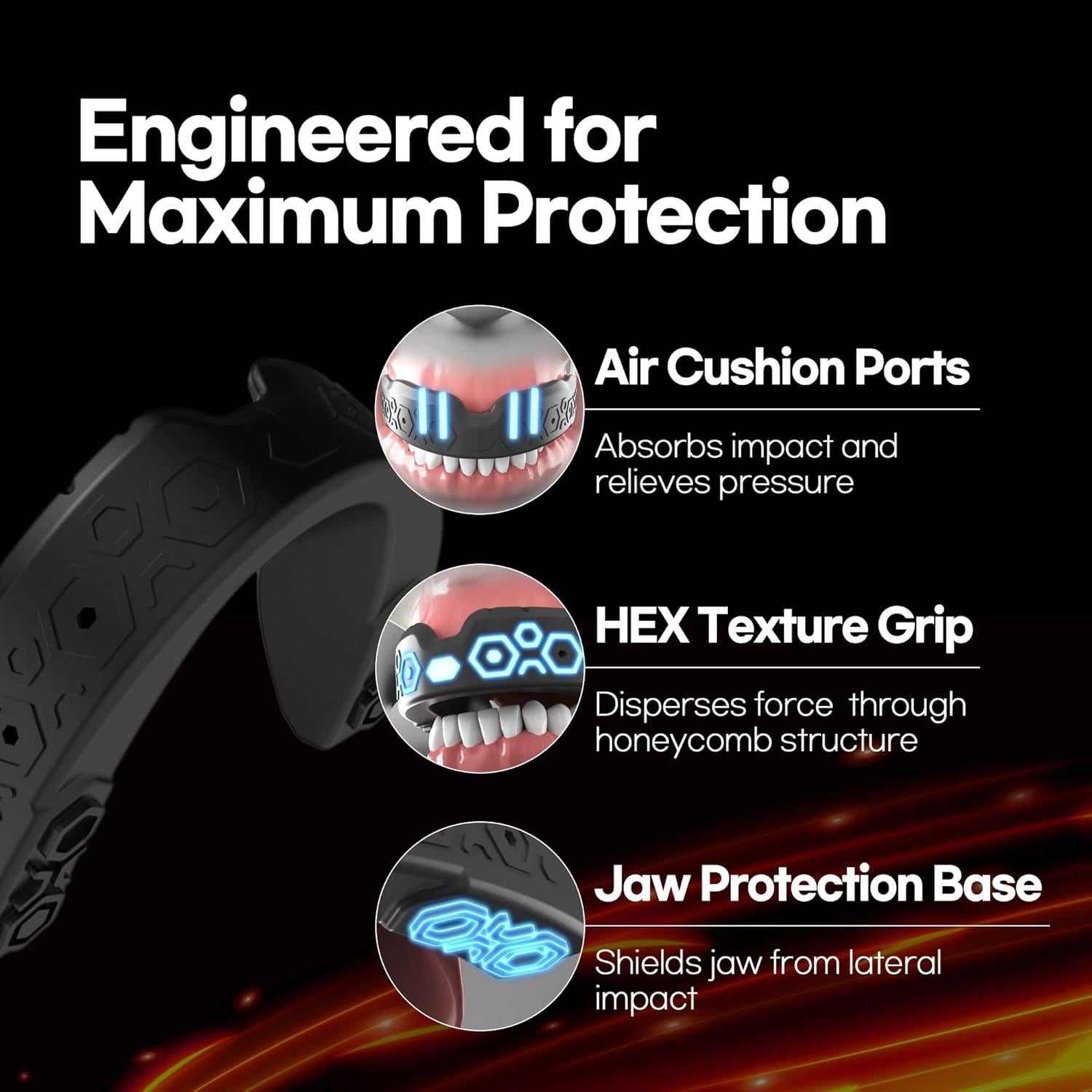 Protector Bucal Deportivo GOHEX - Absorción de Impactos, Negro