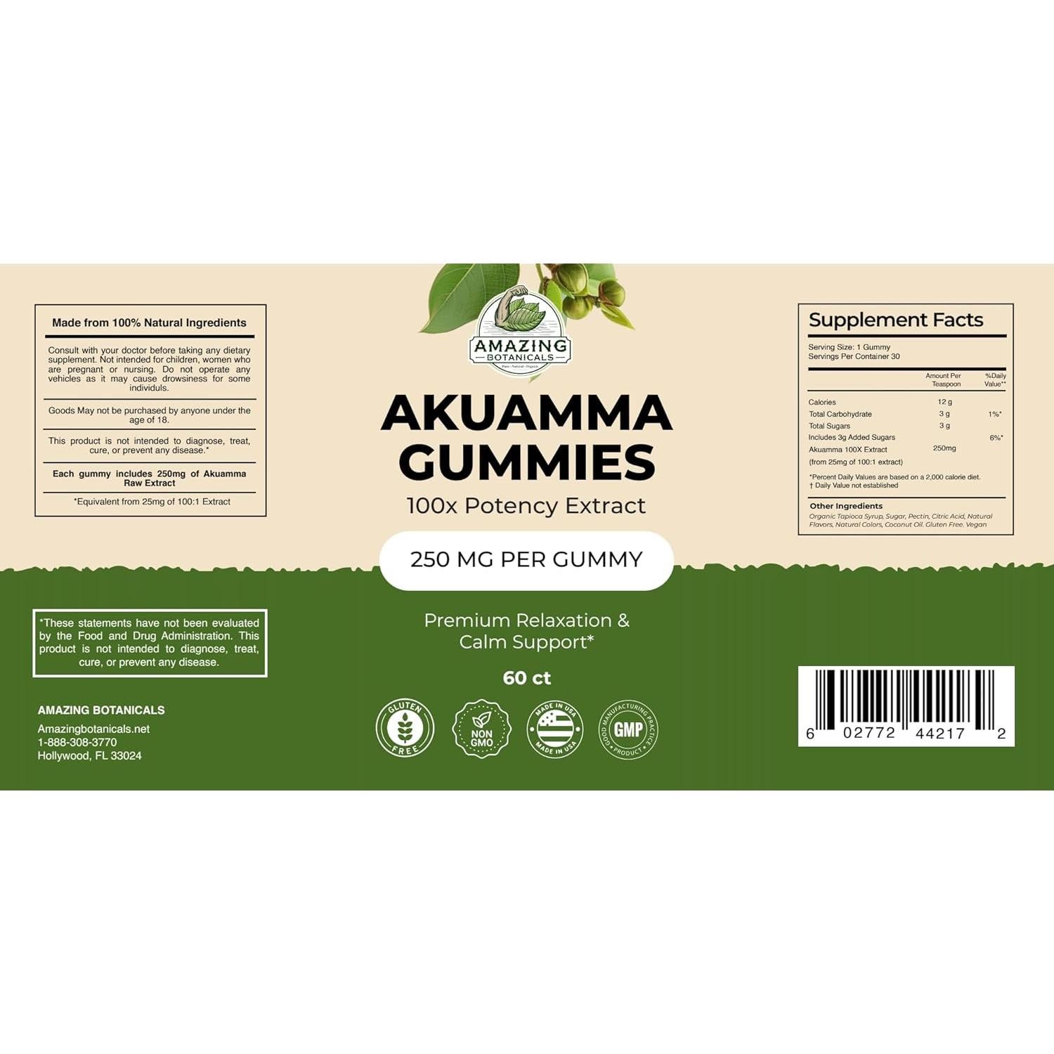 Gomitas de Akuamma Amazing Botanicals 250MG 30 unidades