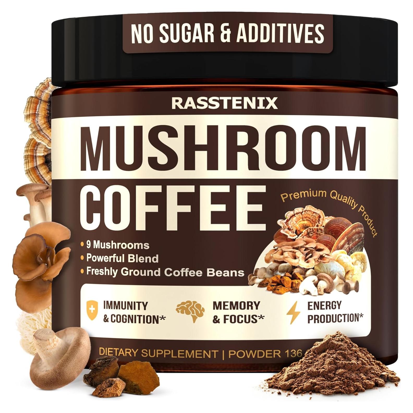 Café de Hongo Orgánico Rasstenix - 9 Adaptógenos - 60 Porciones