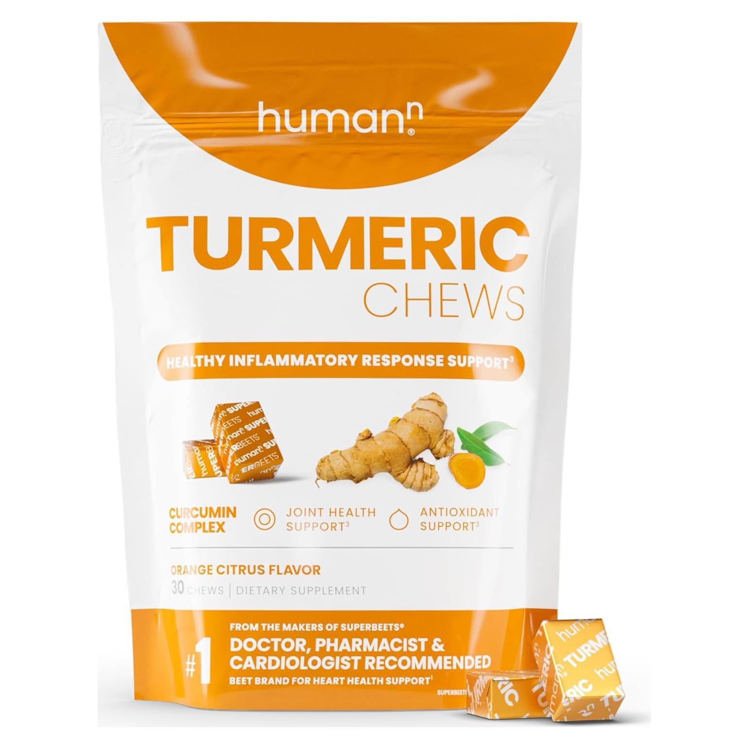 Suplemento Masticables Cúrcuma HumanN 30 Contenido Sabor Naranja