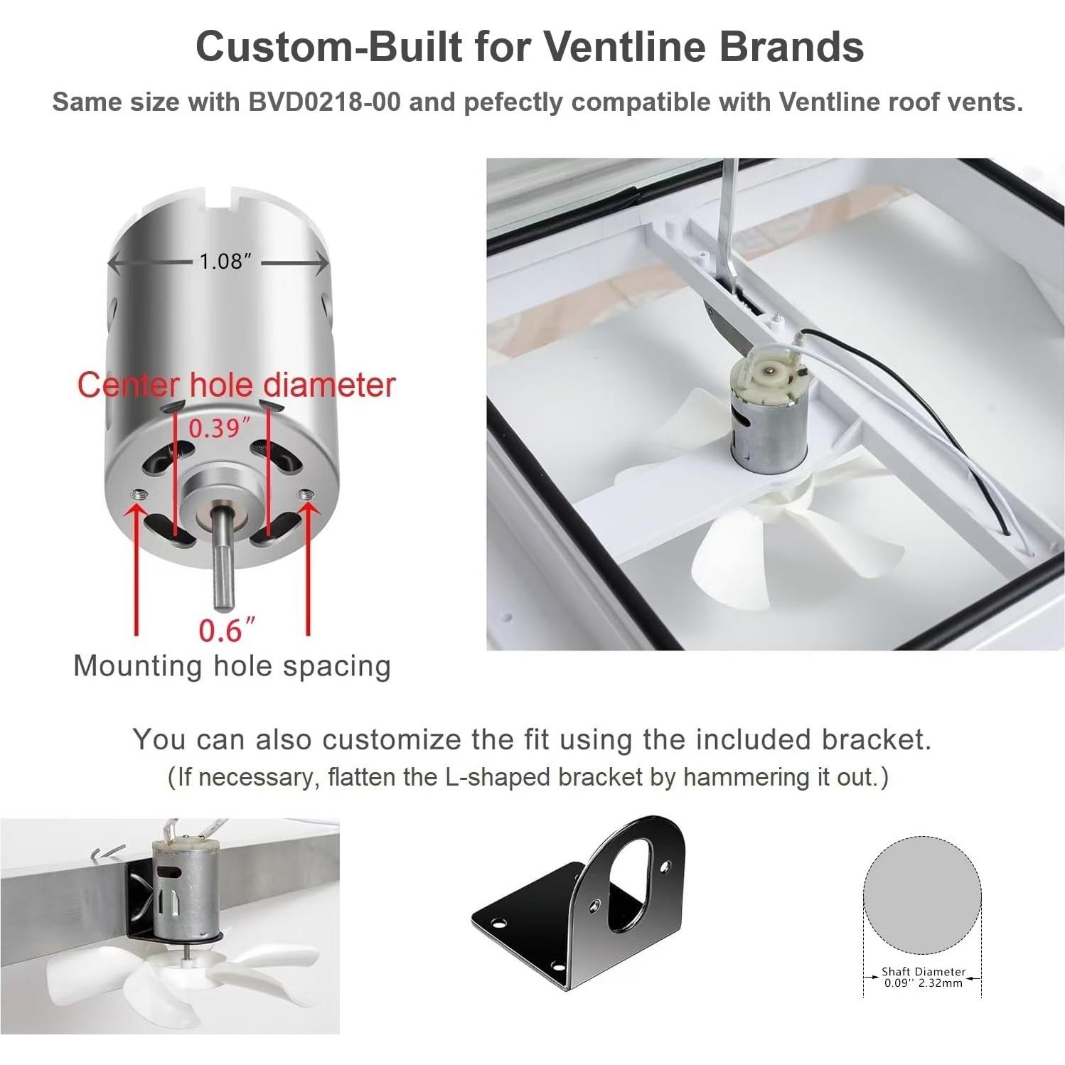 Motor de Eje Redondo PlusRoc 12V para Ventilador RV 6"