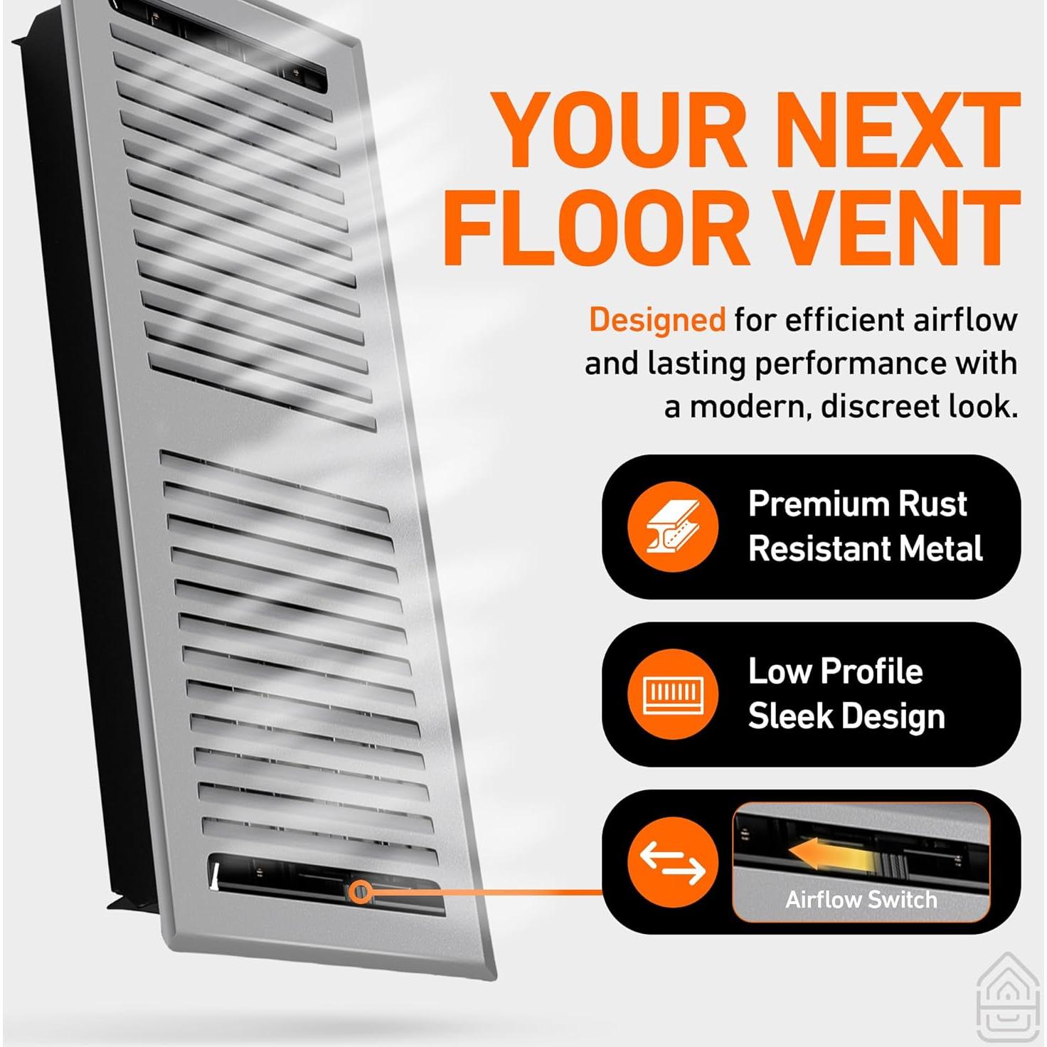 Cubierta de Ventilación de Piso 30x10 cm Home Intuition Gris Claro