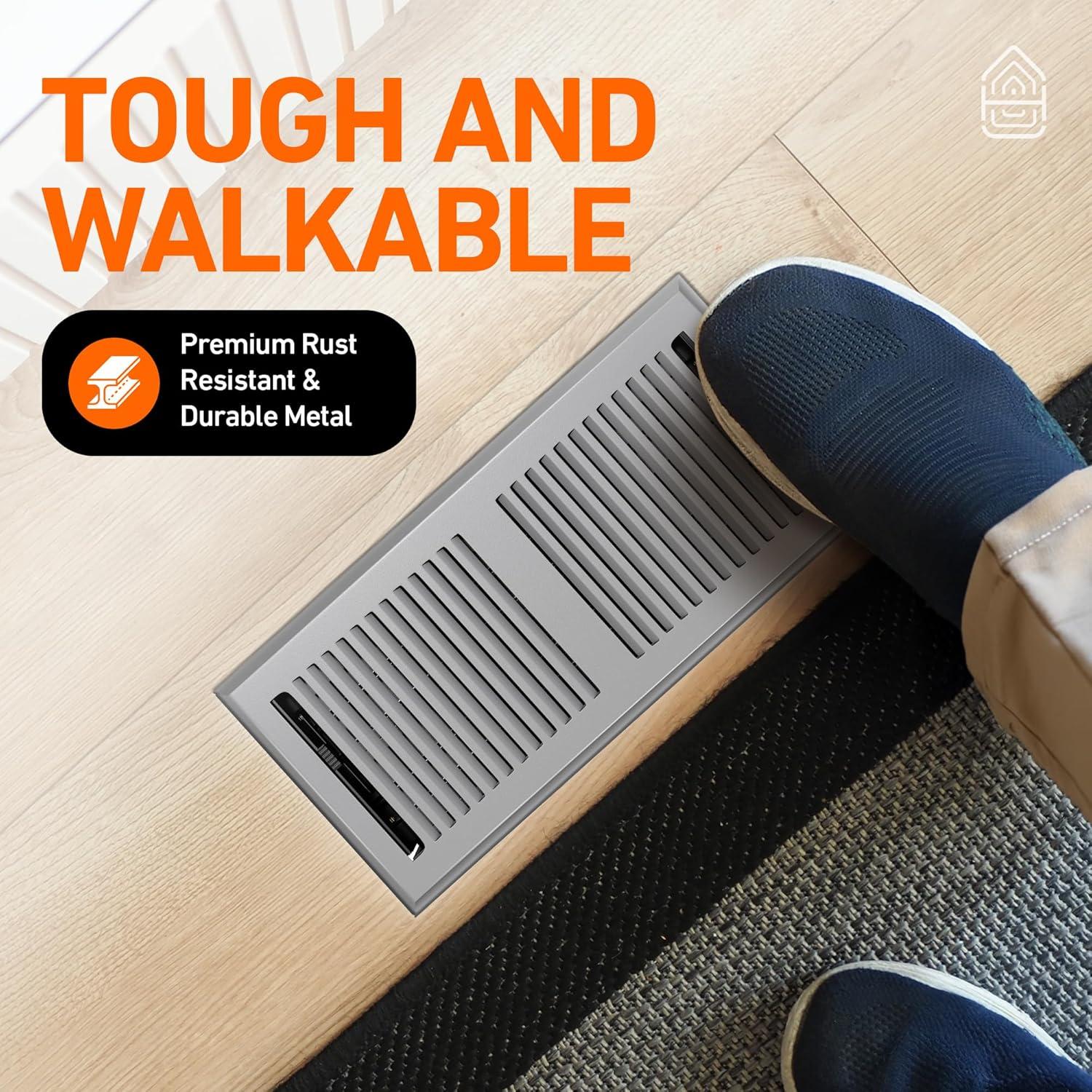 Cubierta de Ventilación de Piso 30x10 cm Home Intuition Gris Claro