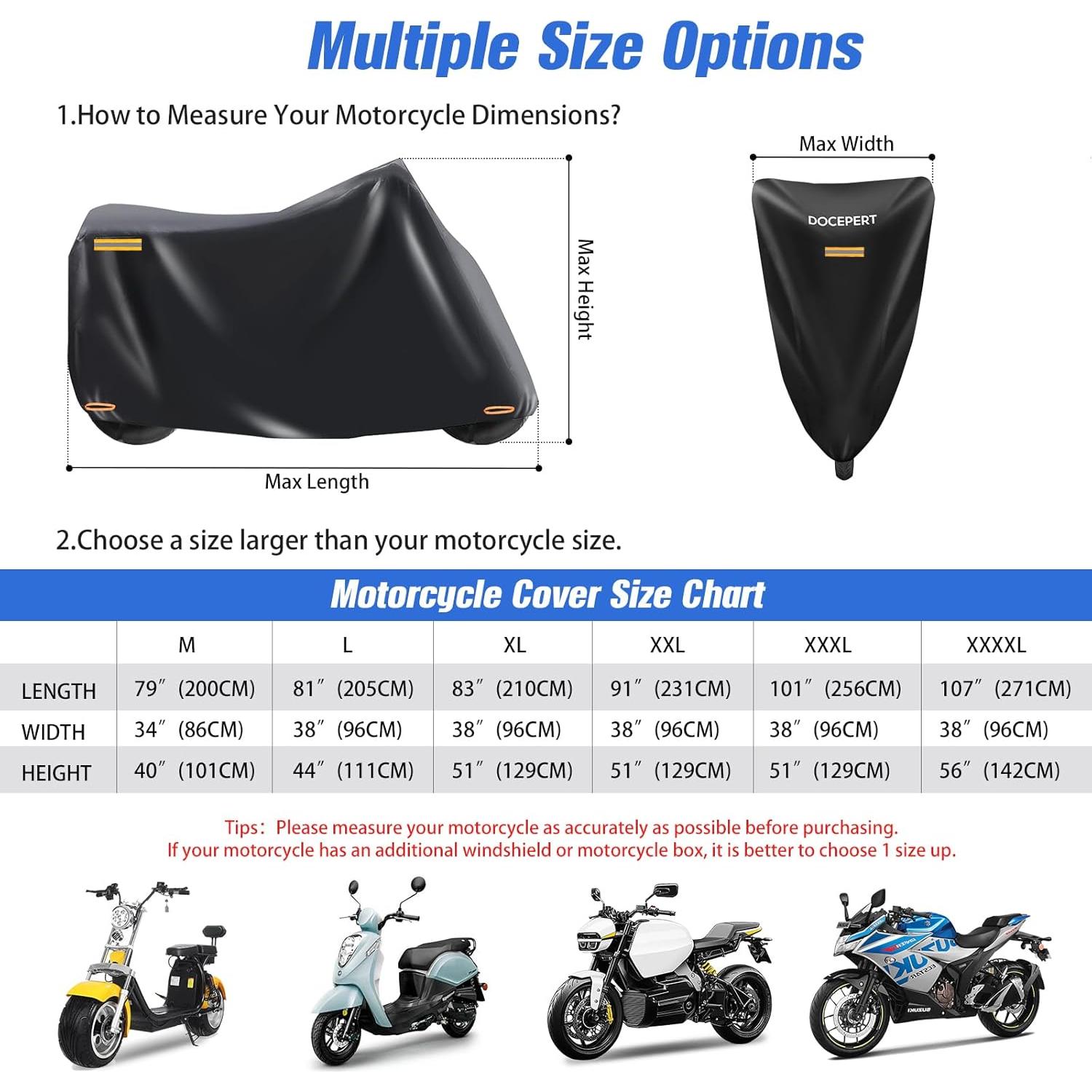 Funda para motocicleta DOCEPERT 420D M - Resistente al agua y UV