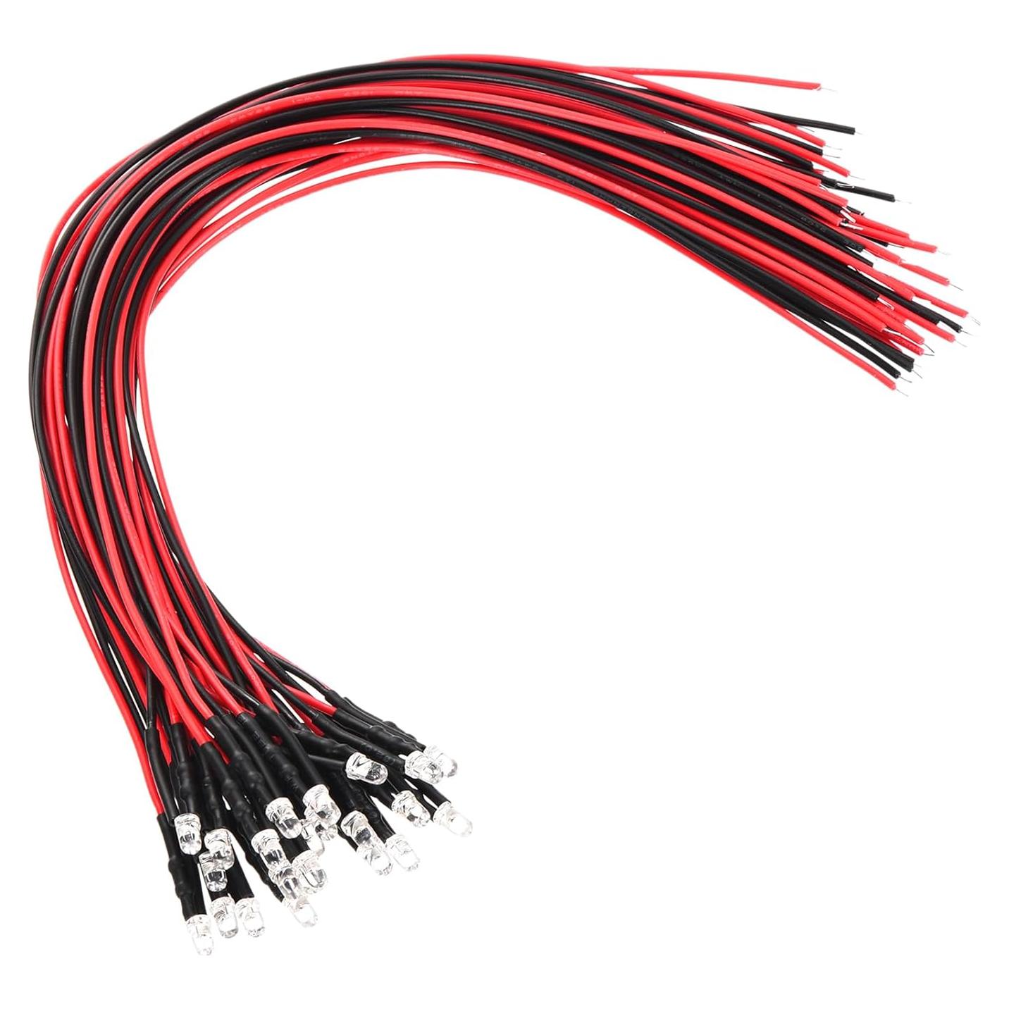 Diodos LED Azul 3mm PATIKIL - 24 Pcs Pre Cableados 3-6V