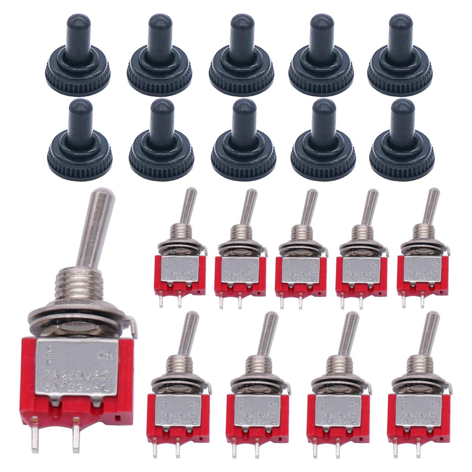 Interruptor Basculante Twidec 10 Pcs SPST 2 Pines ON/OFF 125V