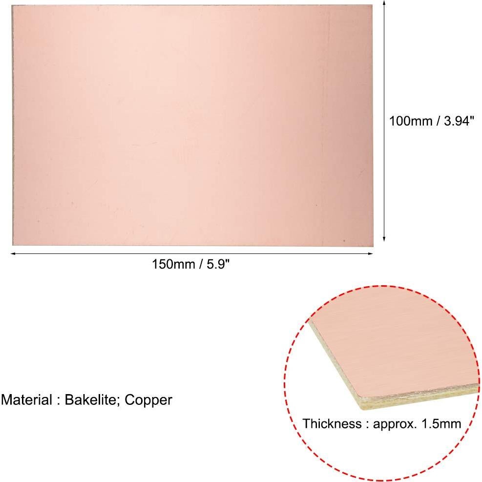 Placa de Circuito PCB Laminada Cobre uxcell 150x100mm 1.5mm 5pcs