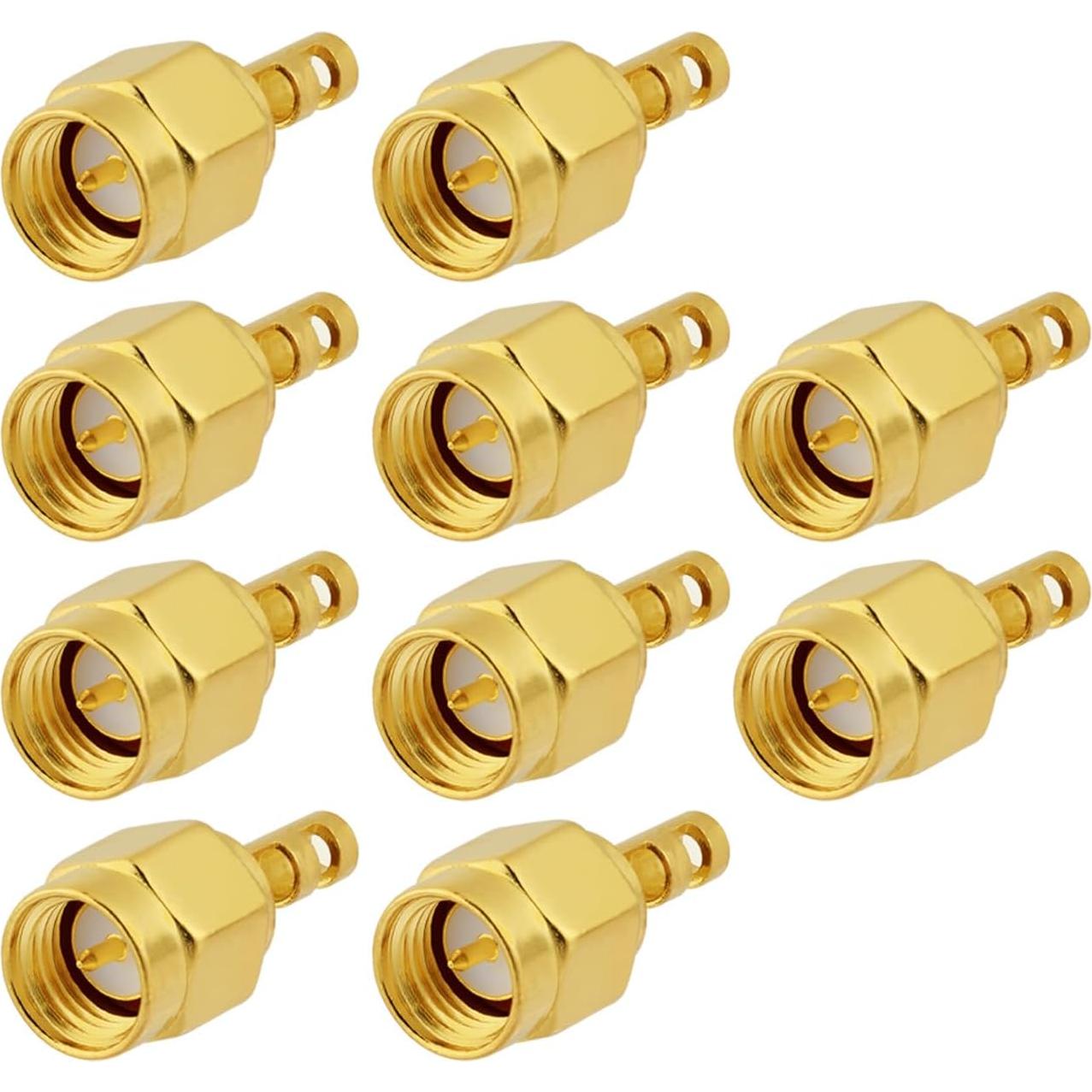 10 Conectores SMA Macho Soldadura 50 Ohm para RG178 1.37mm