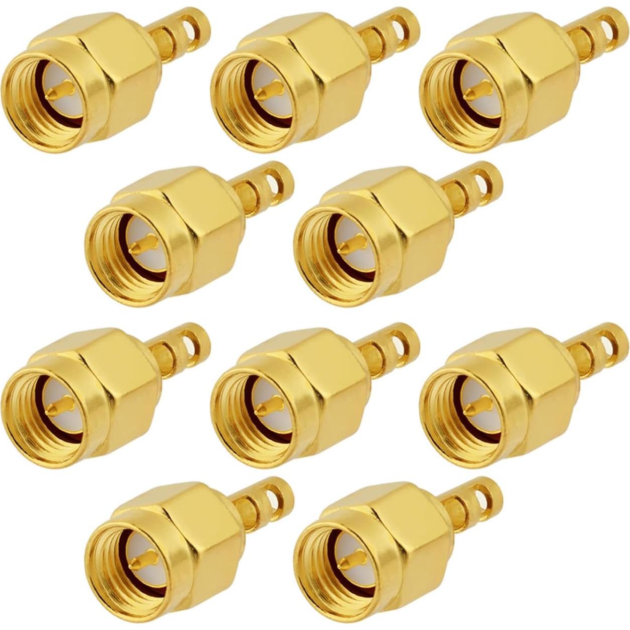 10 Conectores SMA Macho Soldadura 50 Ohm para RG178 1.37mm