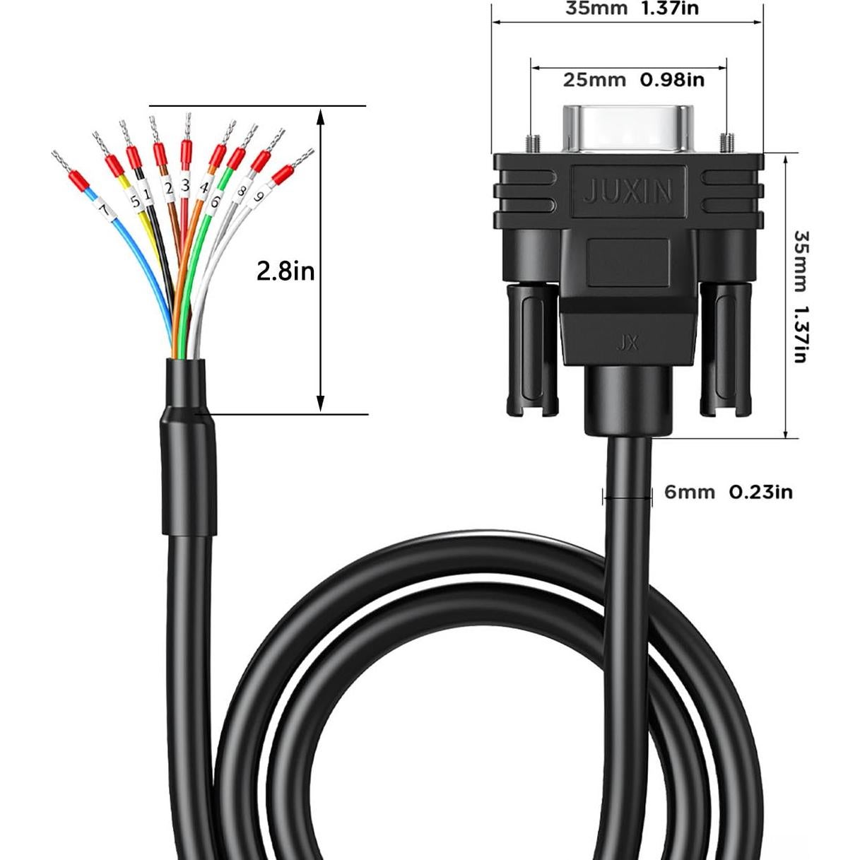 Cable Serial DB9 Femenino a Desnudo 0.46m JUXINICE