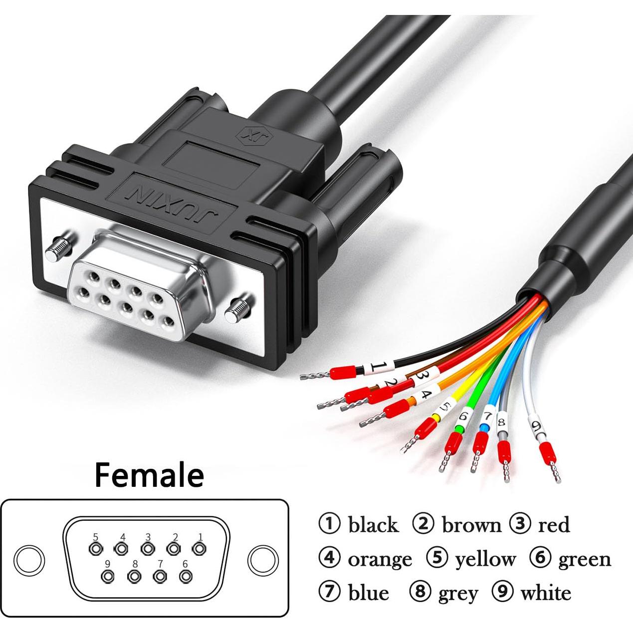 Cable Serial DB9 Femenino a Desnudo 0.46m JUXINICE