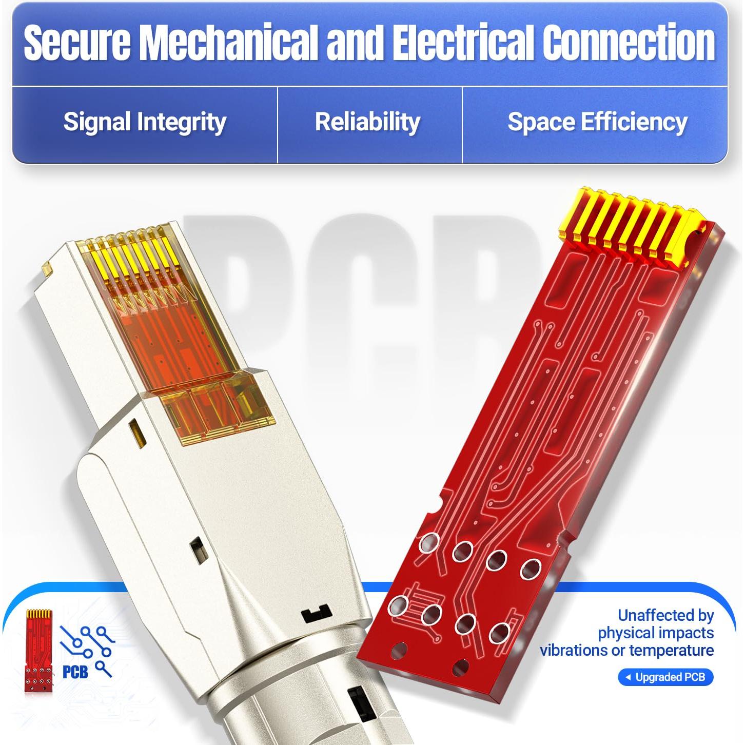 Conector RJ45 AMPCOM STP CAT6 sin herramientas - Paquete de 6