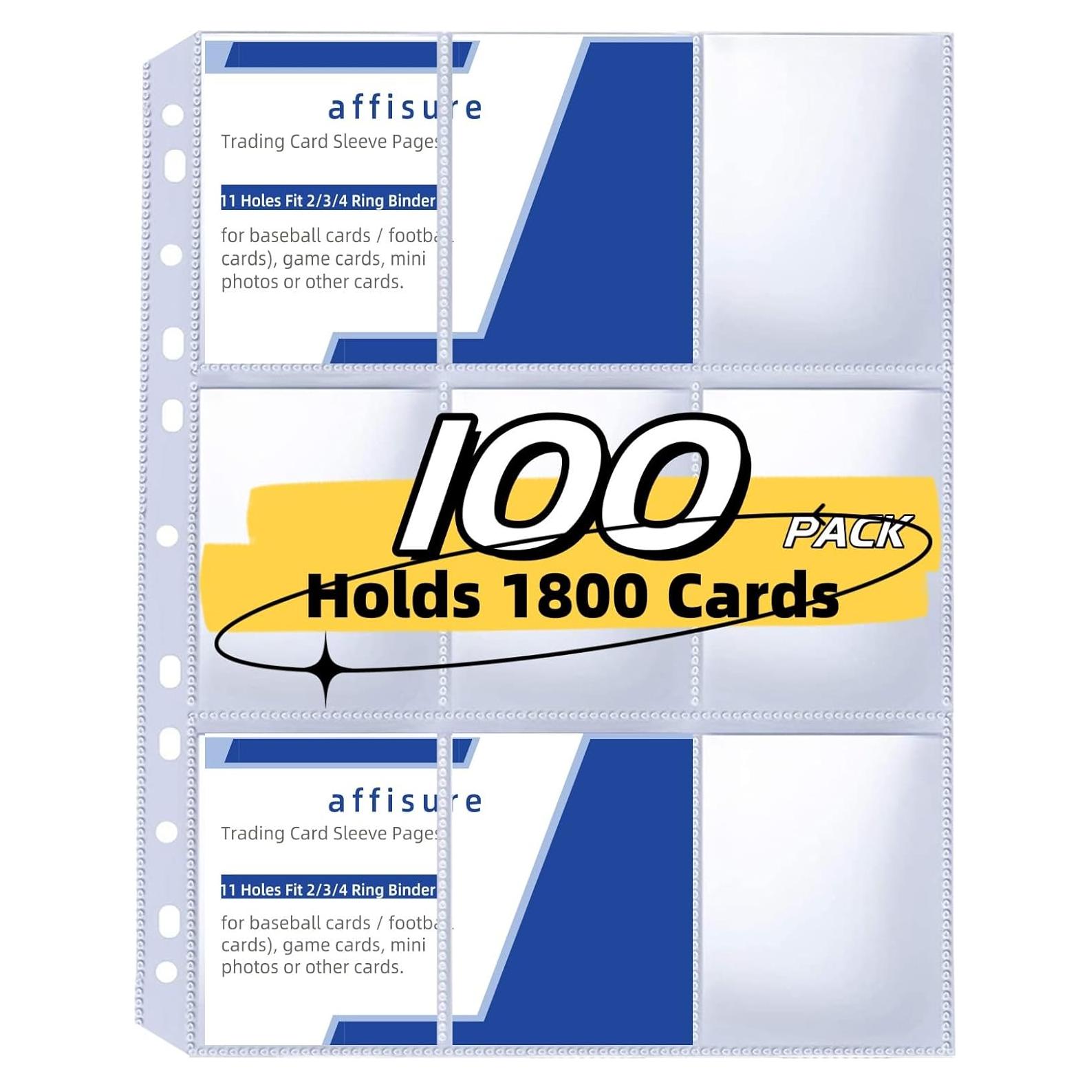 Fundas de Tarjetas 9 Bolsillos Affisure 100 Pack Transparente