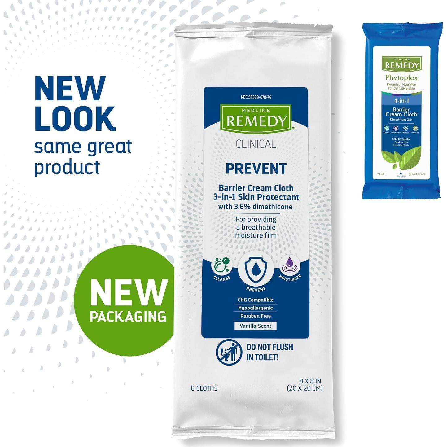 Toallitas Húmedas Medline Remedy 3-en-1 8 Paquetes 20.32 cm