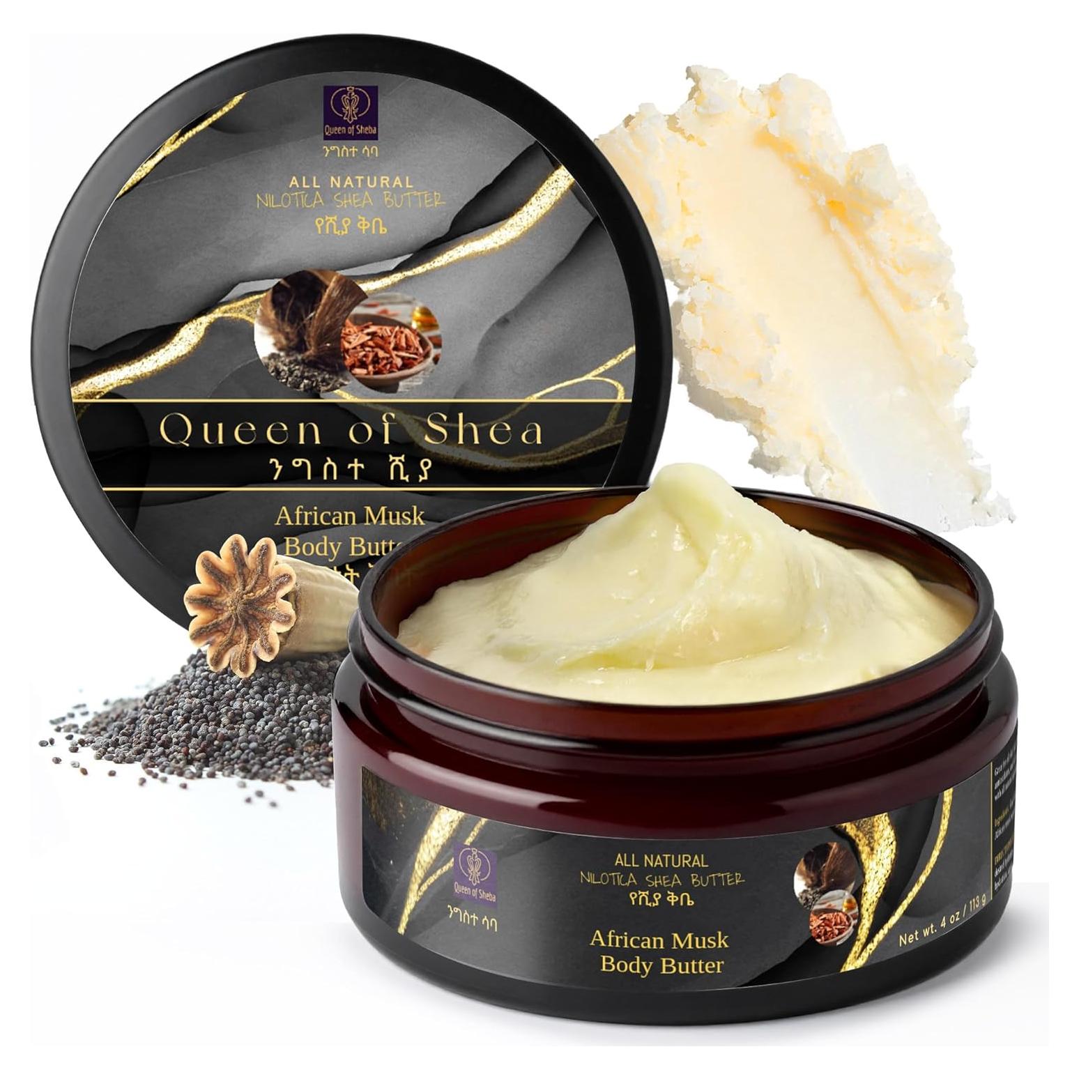 Manteca de Karité Orgánica Cruda Queen of Sheba 60g Almizcle