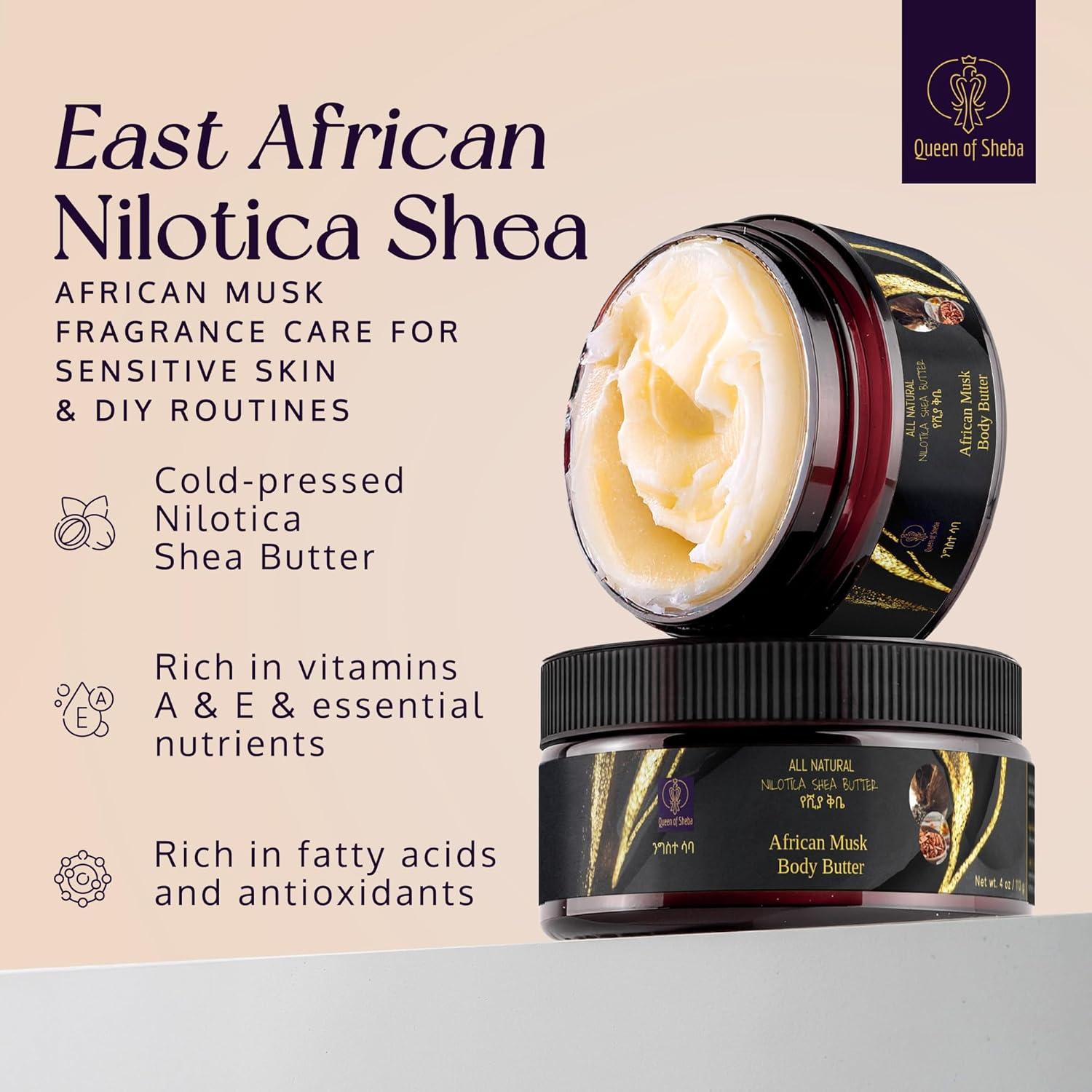 Manteca de Karité Orgánica Cruda Queen of Sheba 60g Almizcle