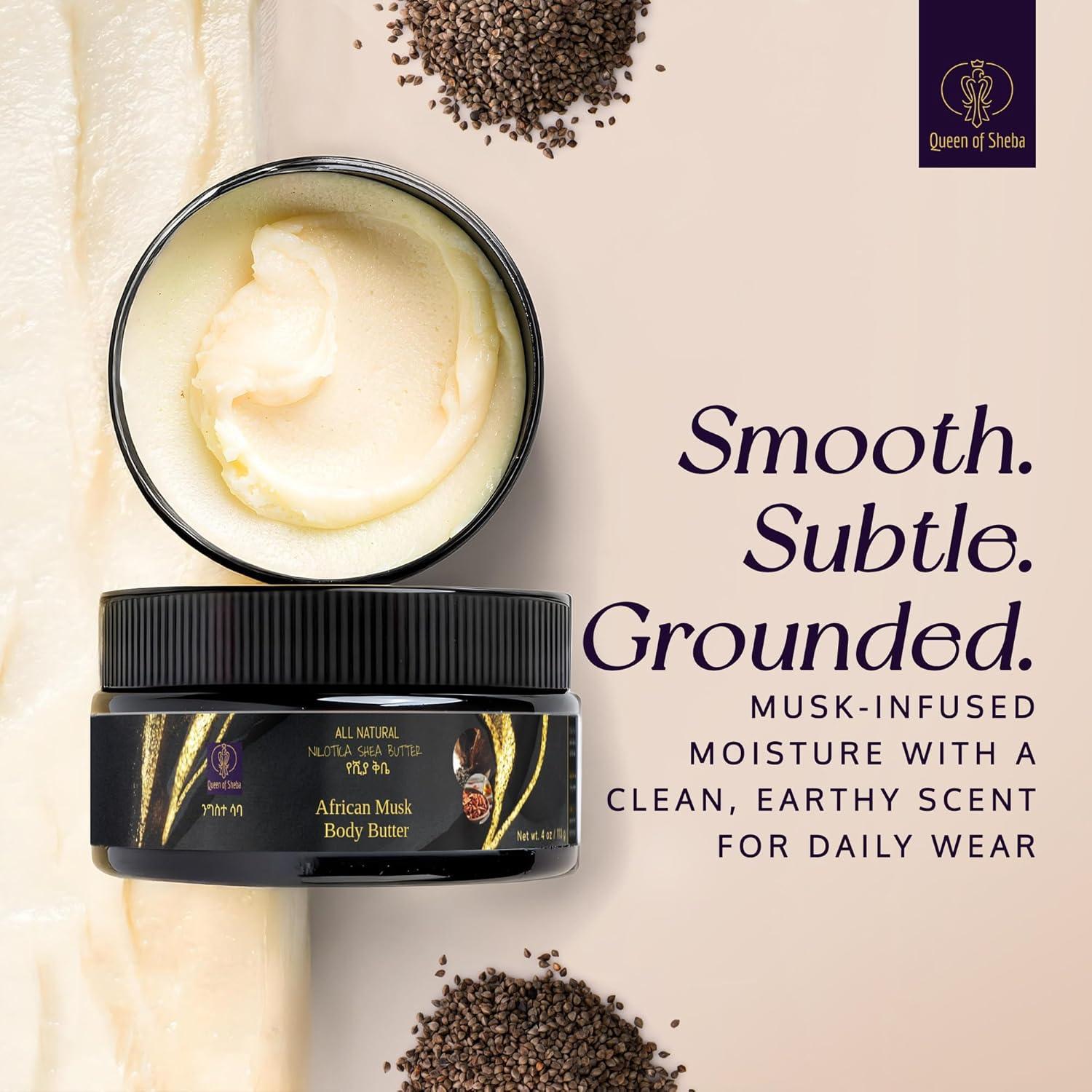 Manteca de Karité Orgánica Cruda Queen of Sheba 60g Almizcle