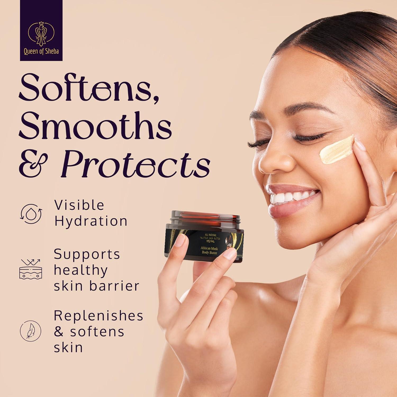 Manteca de Karité Orgánica Cruda Queen of Sheba 60g Almizcle