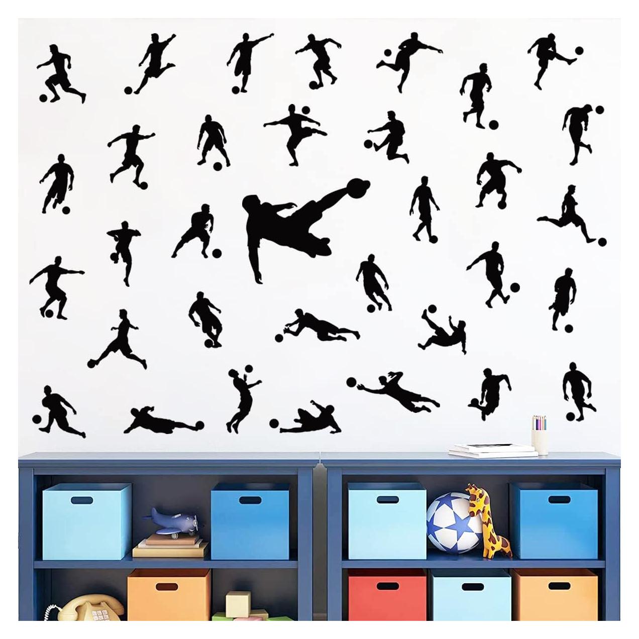 Calcomanías de Pared de Fútbol MEFOSS - Siluetas Deportivas 4 Piezas