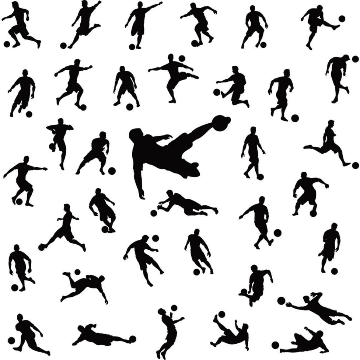 Calcomanías de Pared de Fútbol MEFOSS - Siluetas Deportivas 4 Piezas