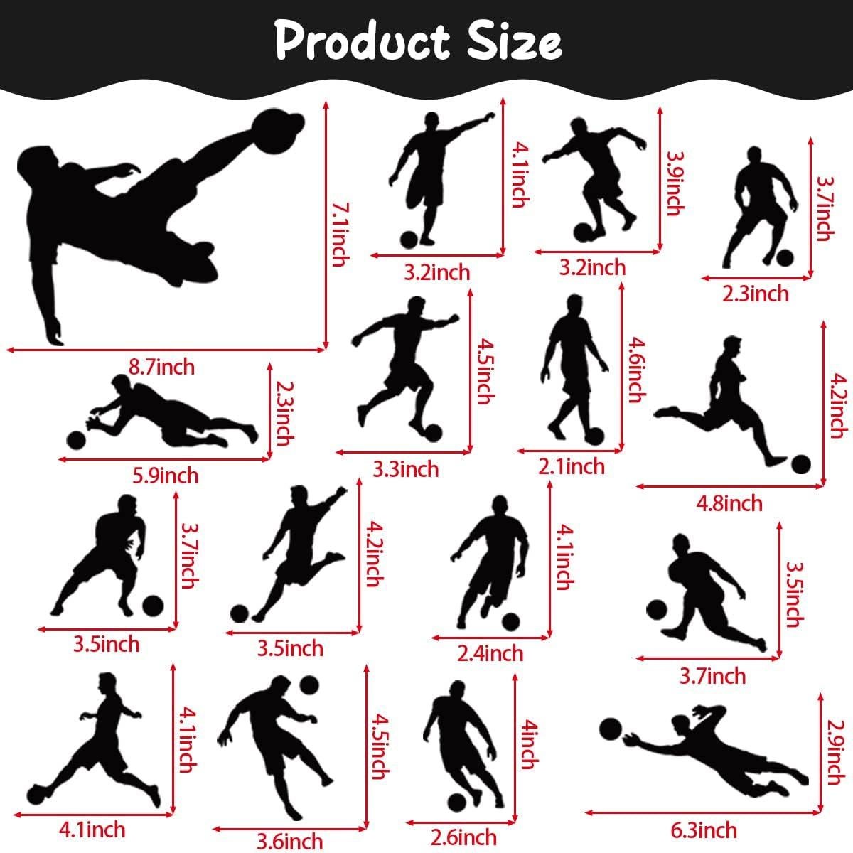 Calcomanías de Pared de Fútbol MEFOSS - Siluetas Deportivas 4 Piezas