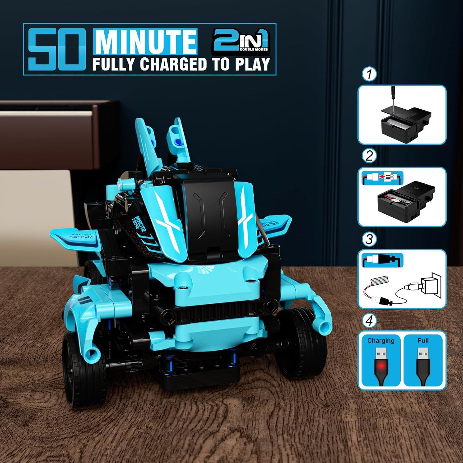 Kit de Construcción Coche RC 28°C 466 Pcs Azul y Negro