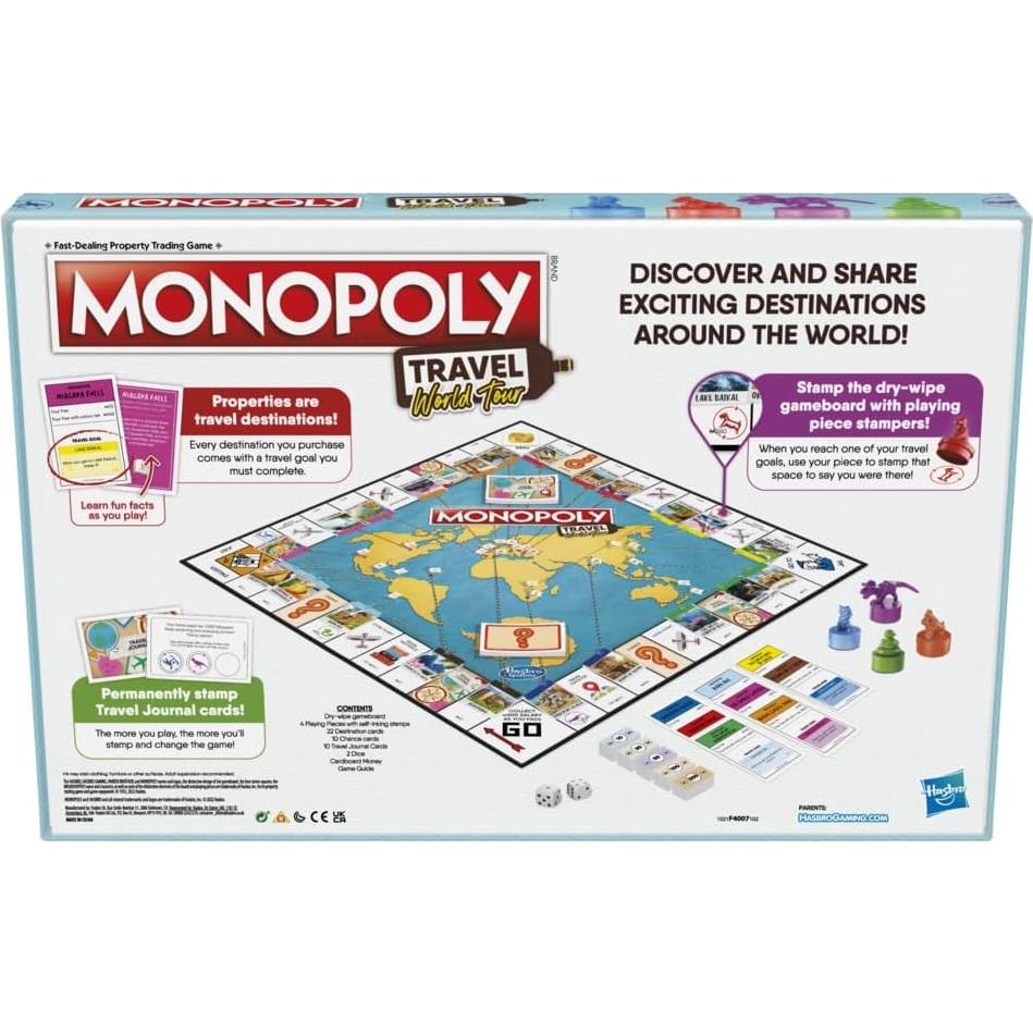 Monopoly Viaje Tour Mundial Hasbro - Juego de Mesa Familiar 8+