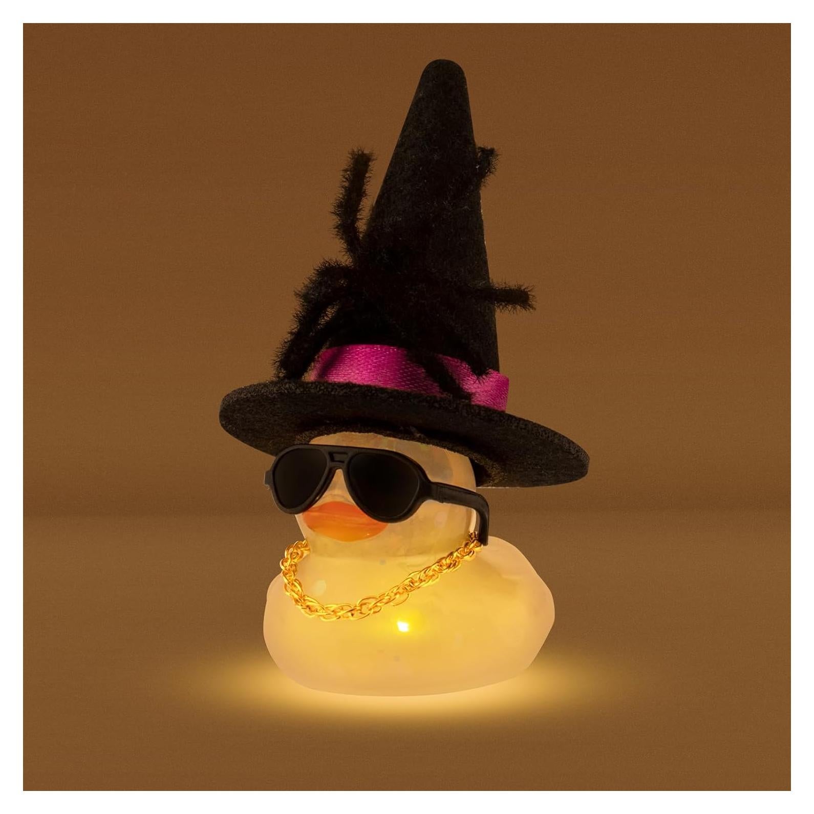 Pato de Goma Halloween Wonuu con Luz Amarilla y Accesorios