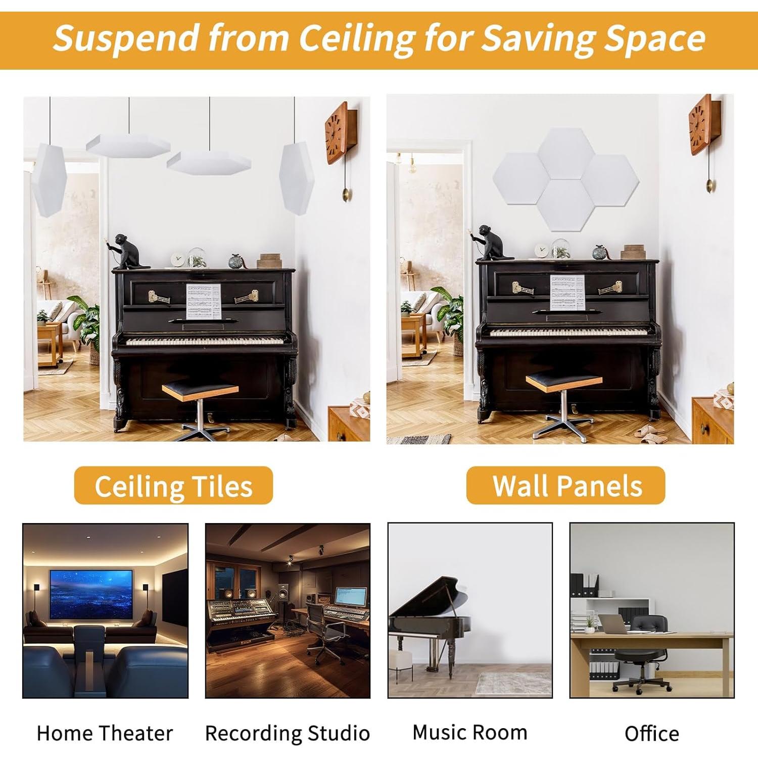 Paneles Acústicos de Techo TroyStudio - 4 Pcs 36.1x31.5 cm