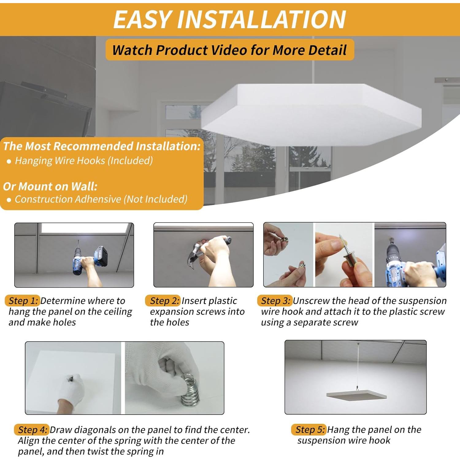 Paneles Acústicos de Techo TroyStudio - 4 Pcs 36.1x31.5 cm