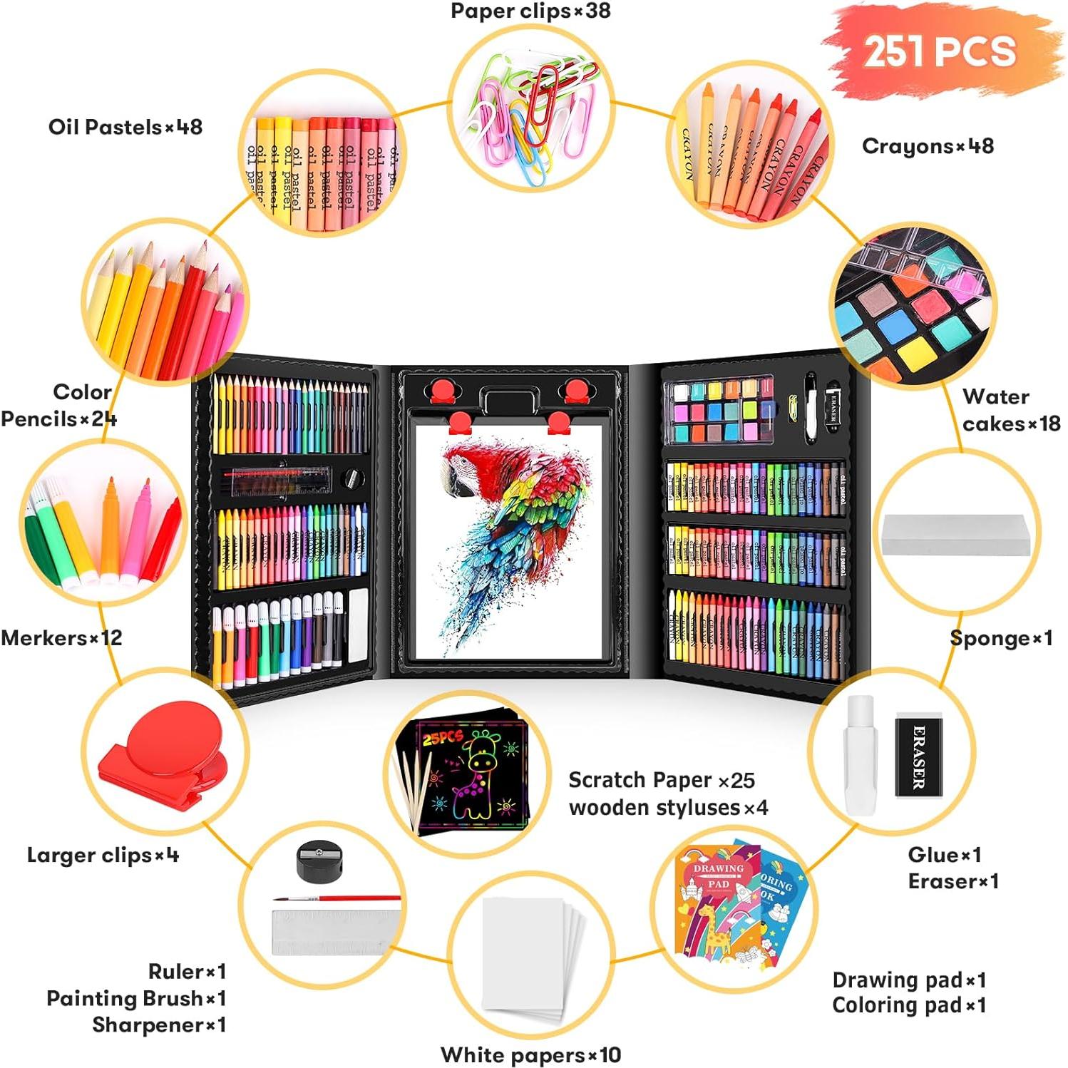 Kit de Arte iBayam 222 Piezas con Caballete y Suministros