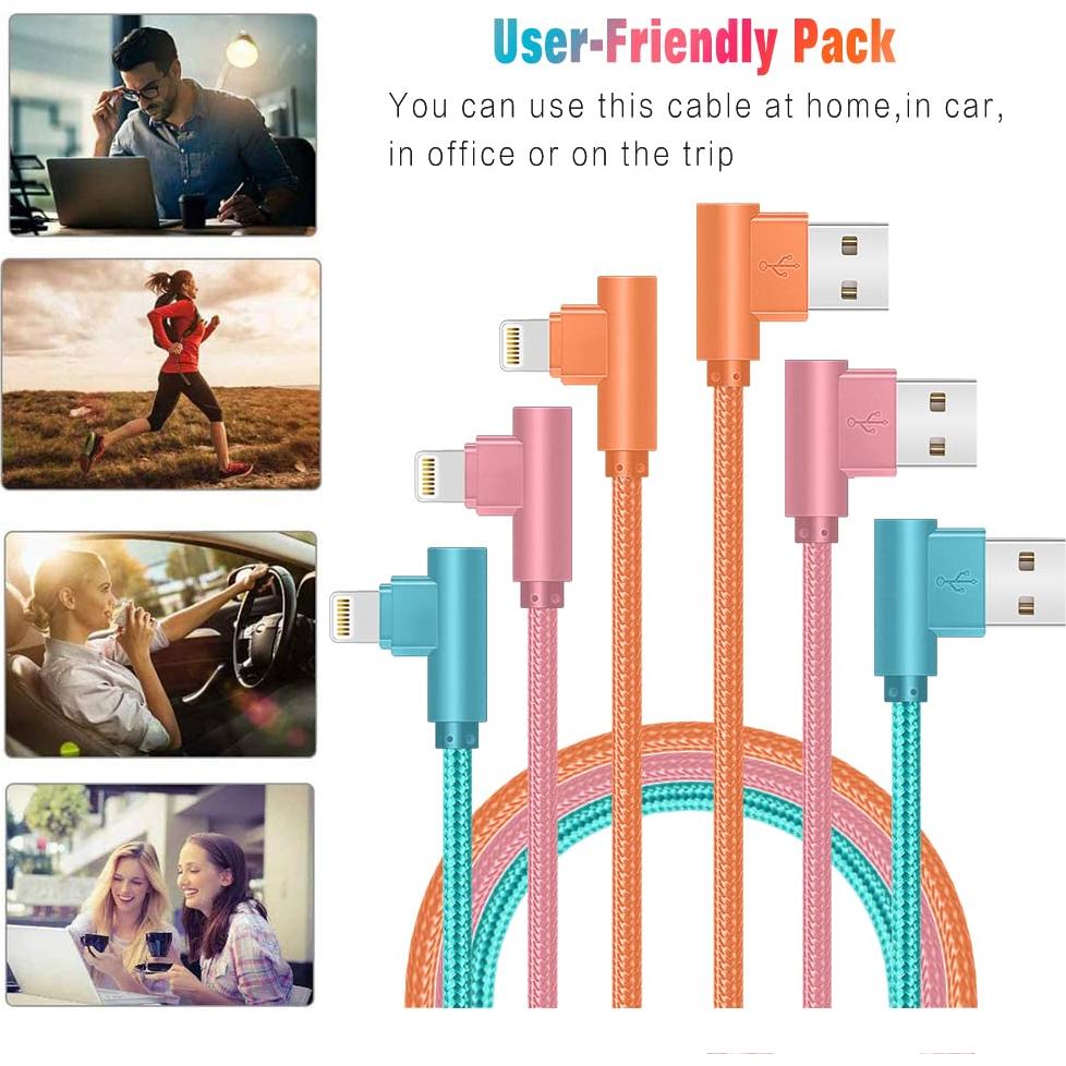 Cargador Lightning Exeric - Paquete de 3 Cables 1.83m Rápidos