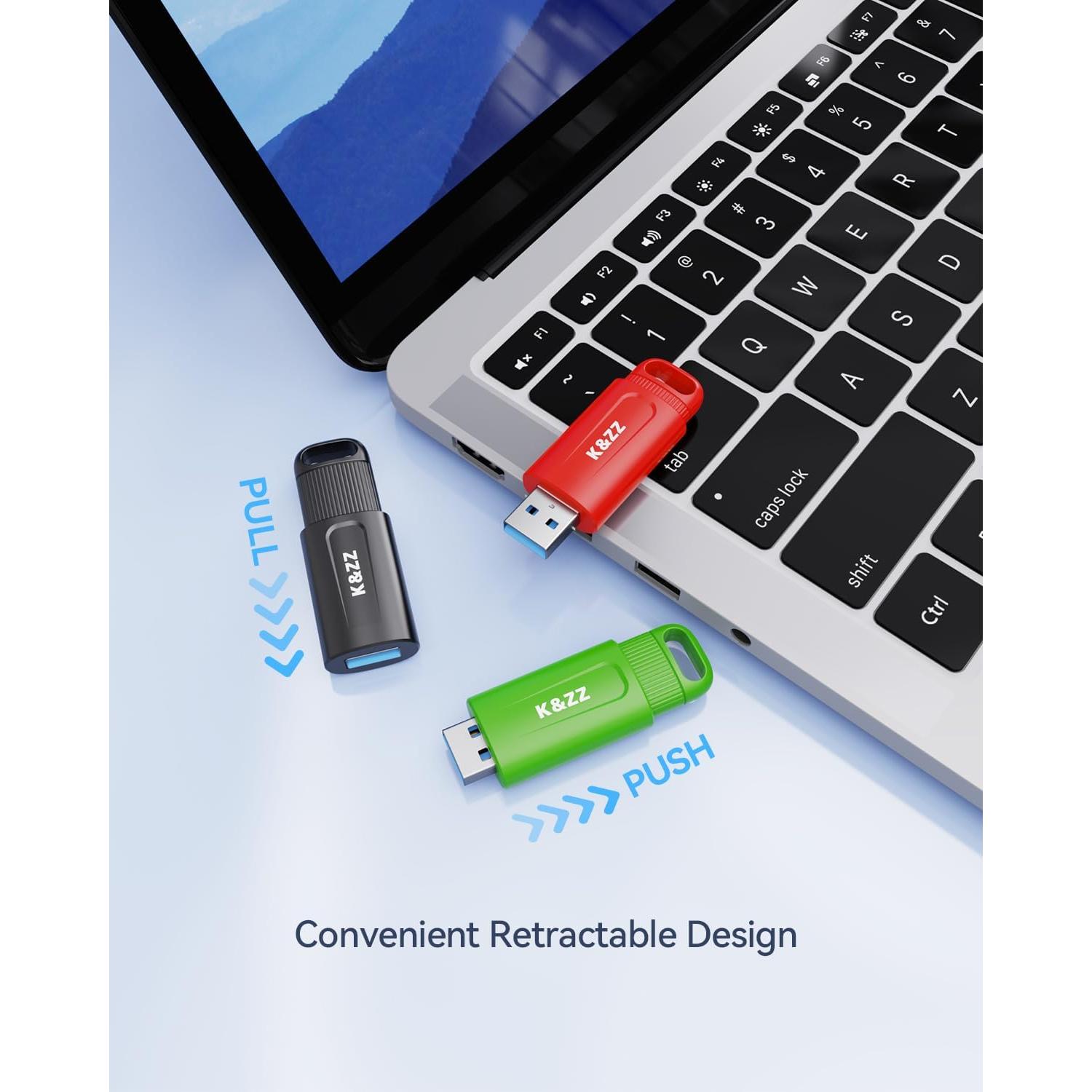 K&ZZ 32GB USB 3.0 Flash Drive Retráctil Multicolor - 5 Piezas