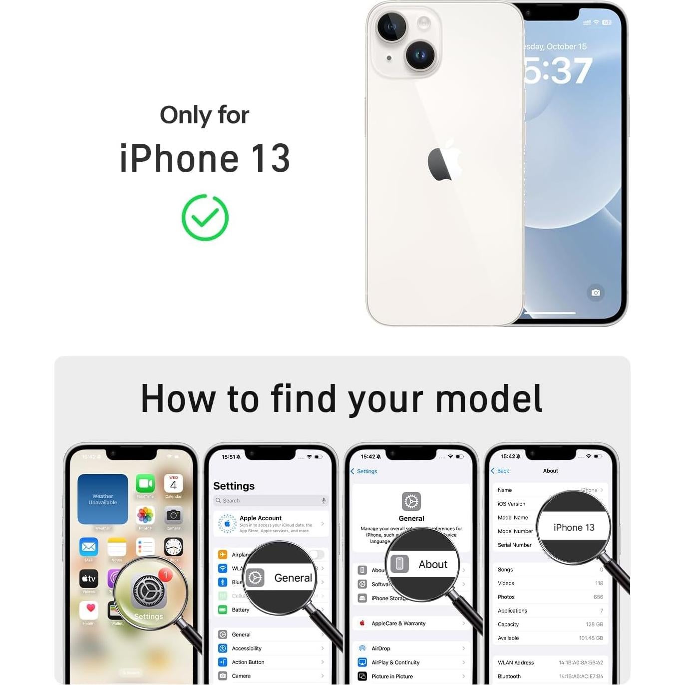 Funda para iPhone 13 FEWGEY Floral Azul con Soporte Magnético 360°