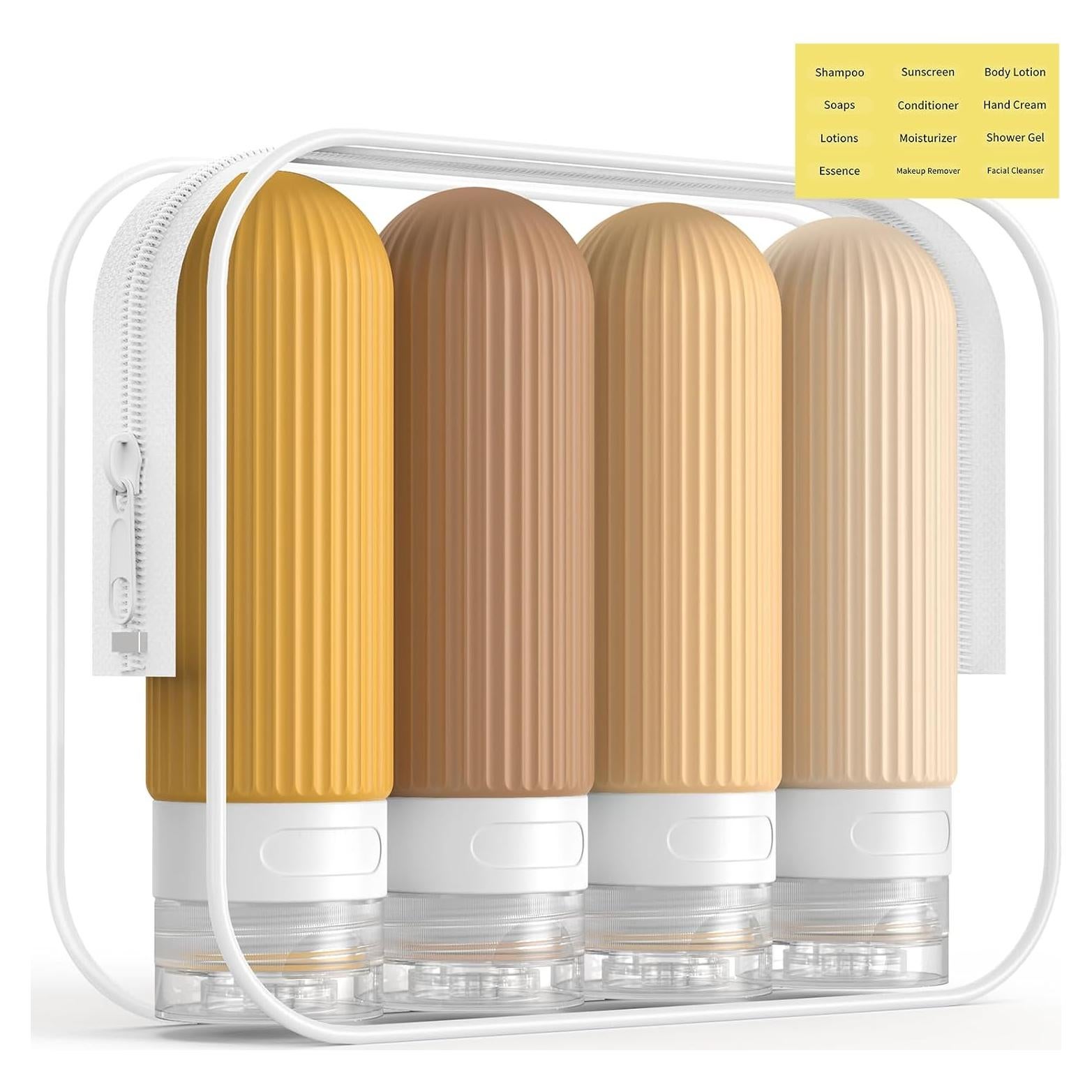 Botellas de Viaje ME.FAN 3oz Silicona Aprobadas por TSA - 4 Piezas