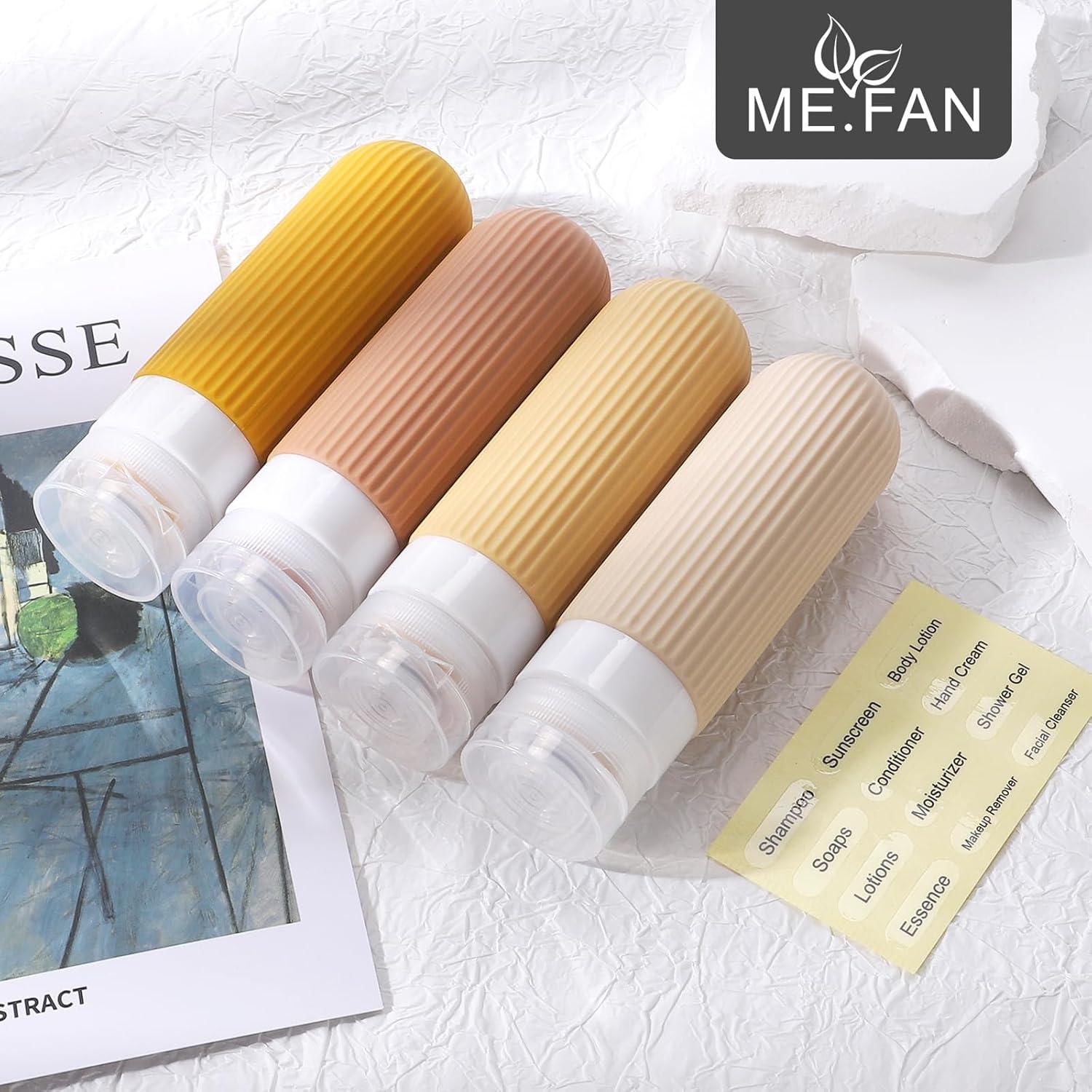 Botellas de Viaje ME.FAN 3oz Silicona Aprobadas por TSA - 4 Piezas