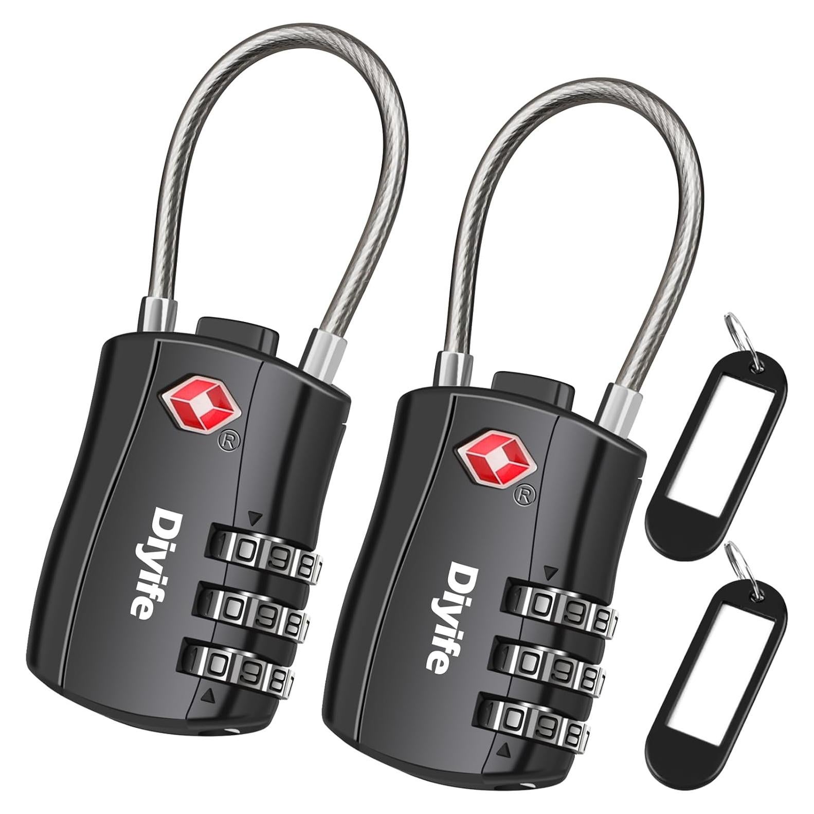 Candados de Equipaje TSA Diyife 2 Pcs Combinación 3 Dígitos