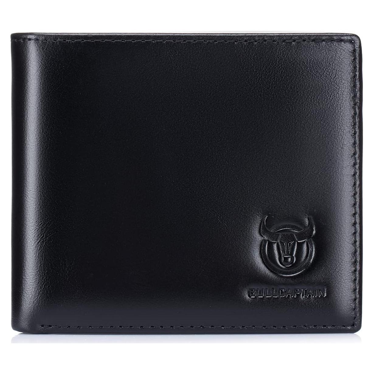 Cartera BULLCAPTAIN RFID de Cuero Genuino para Hombre - Negro